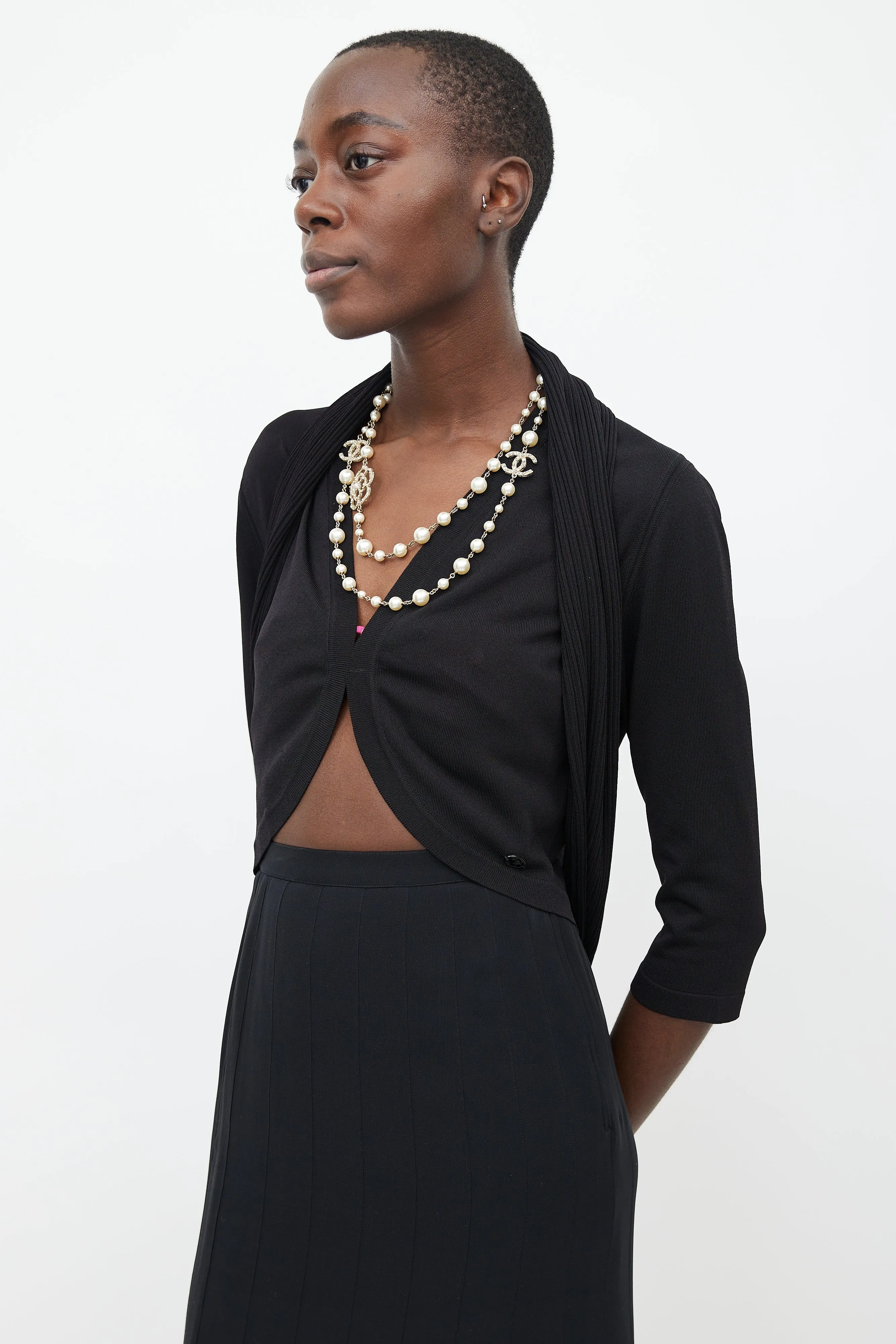 2019 Black Wrap Scarf Cardigan