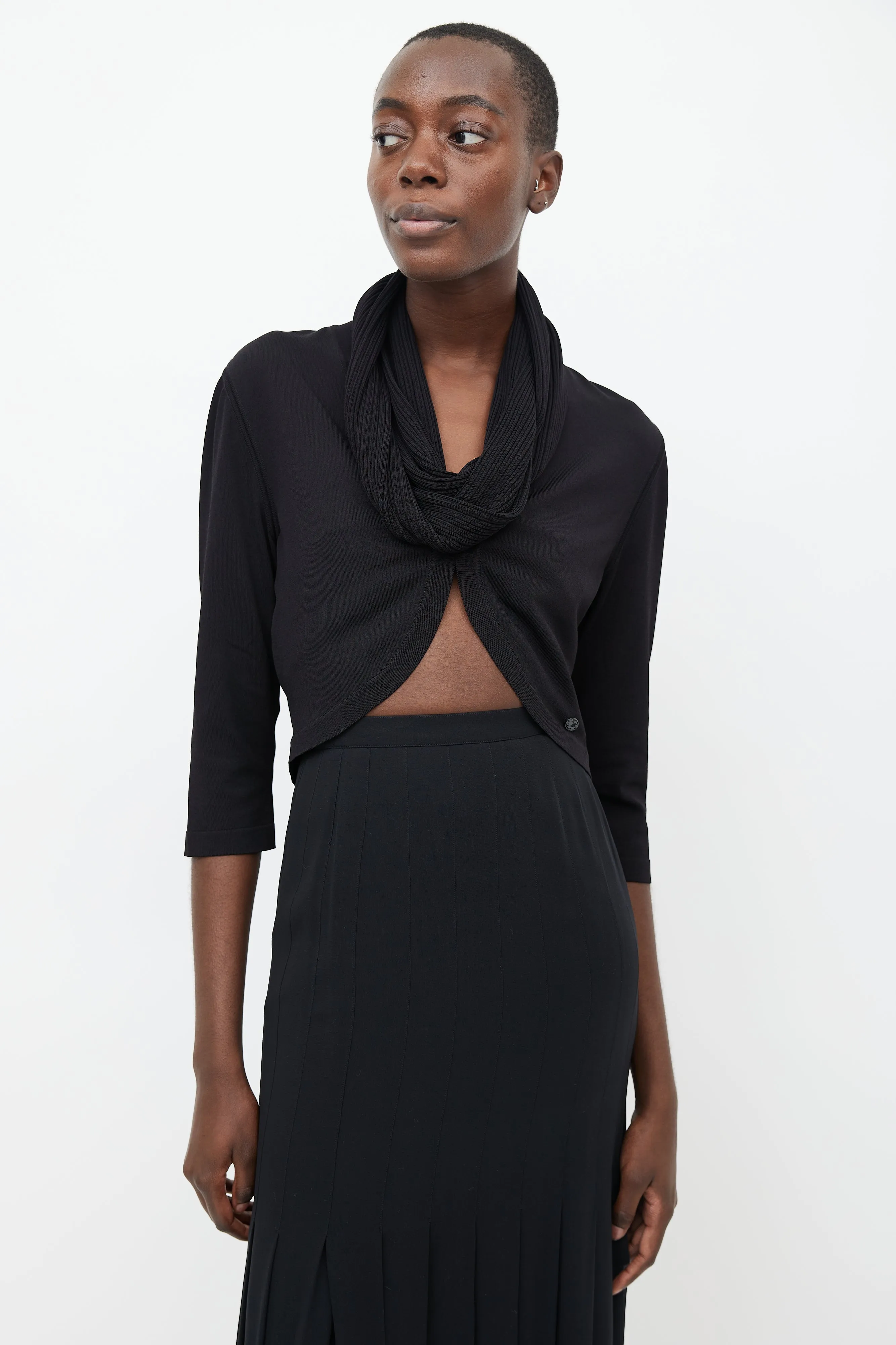 2019 Black Wrap Scarf Cardigan