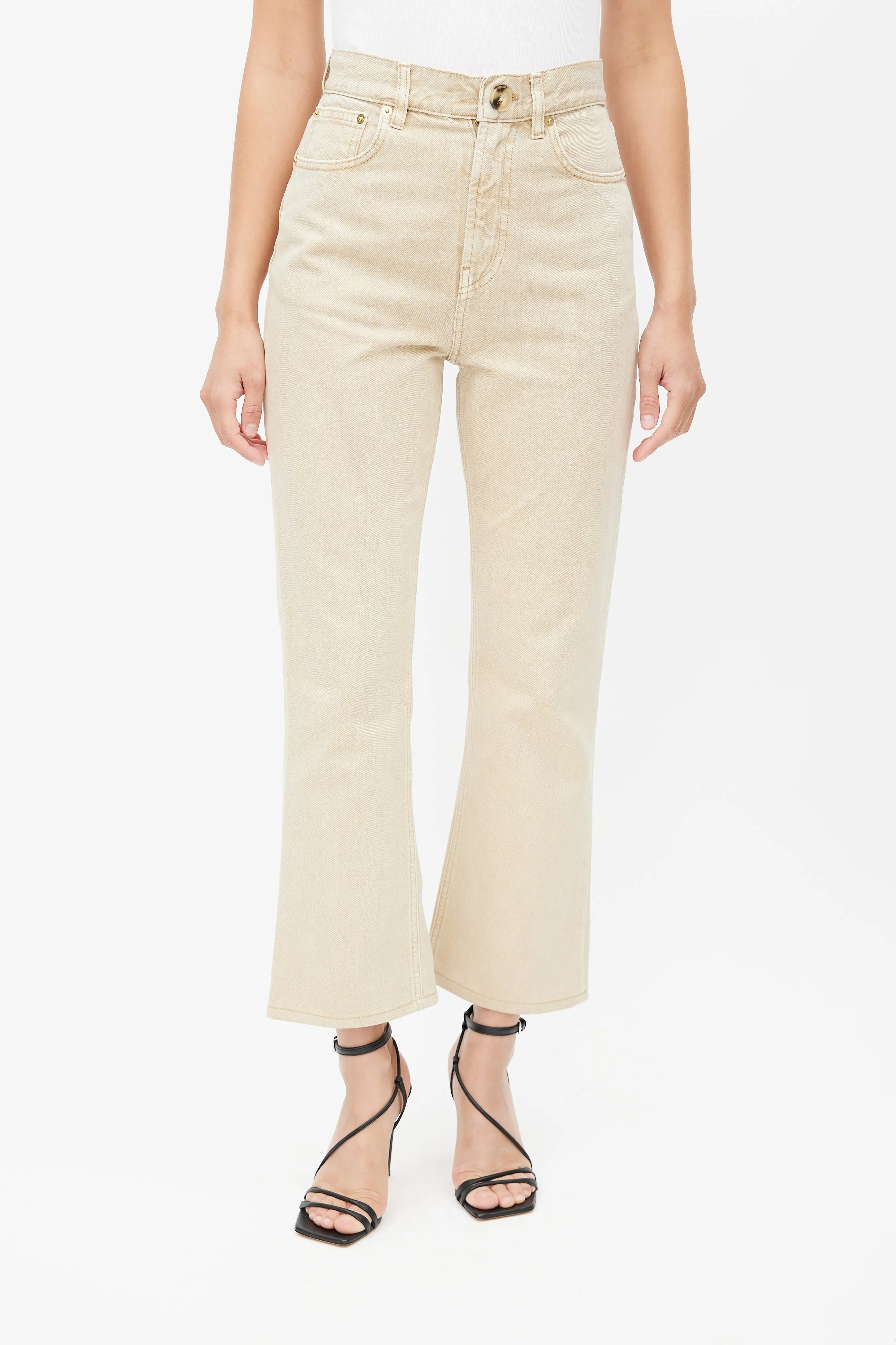 Beige Stonewash Slim Denim Jeans