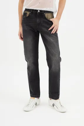 Black & Gold Metallic Slim Jeans