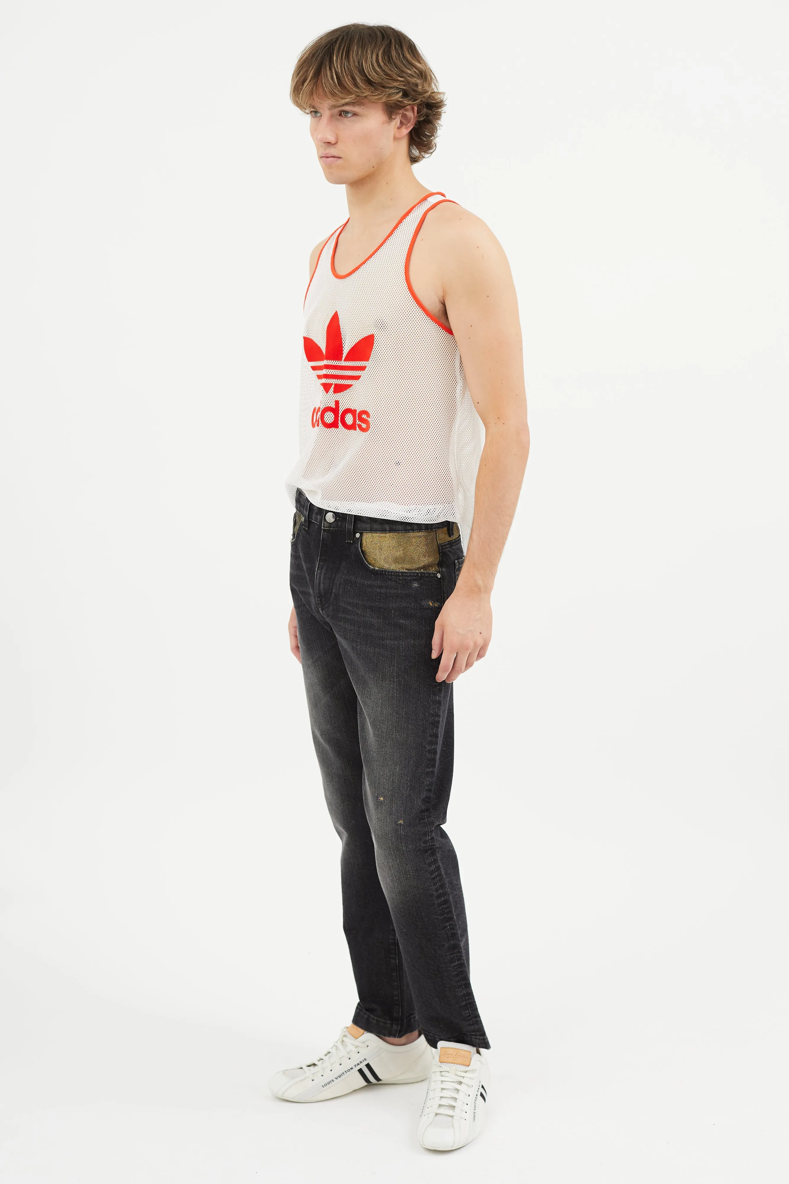 Black & Gold Metallic Slim Jeans