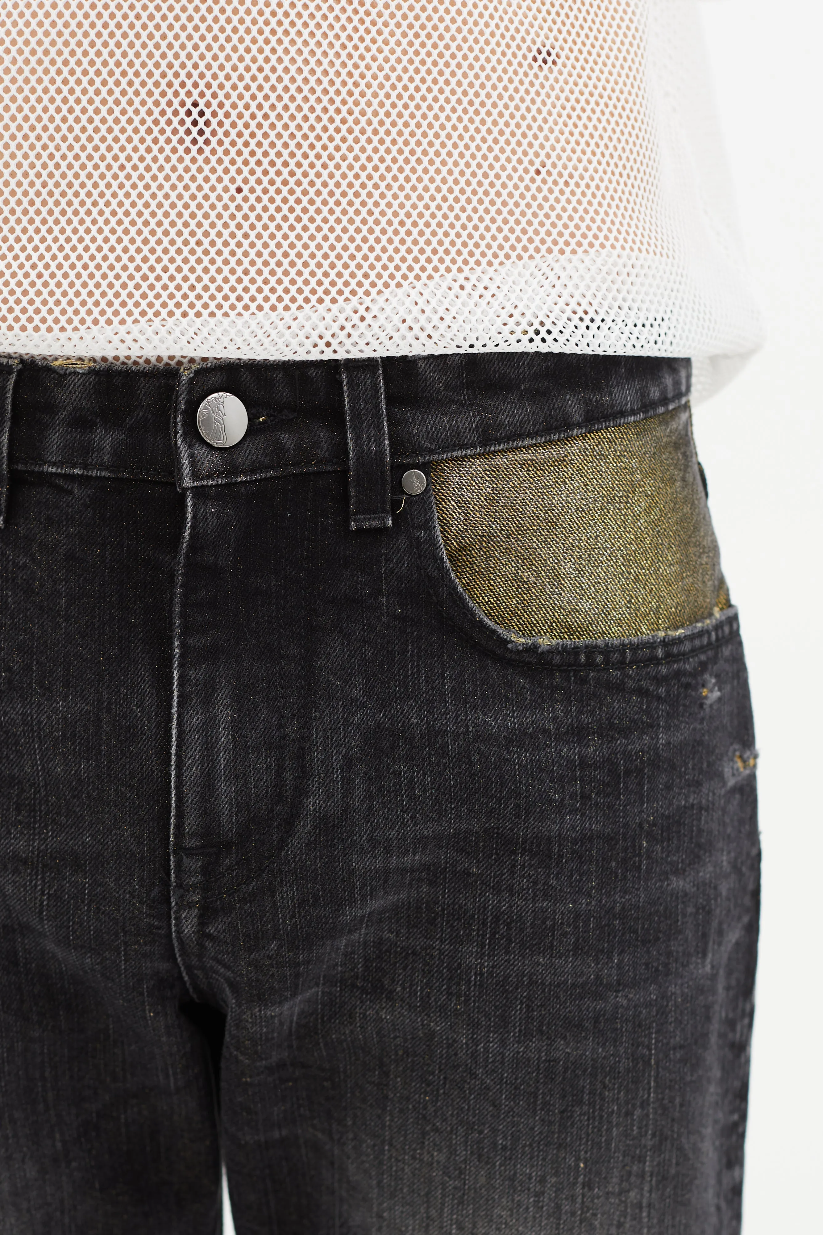 Black & Gold Metallic Slim Jeans