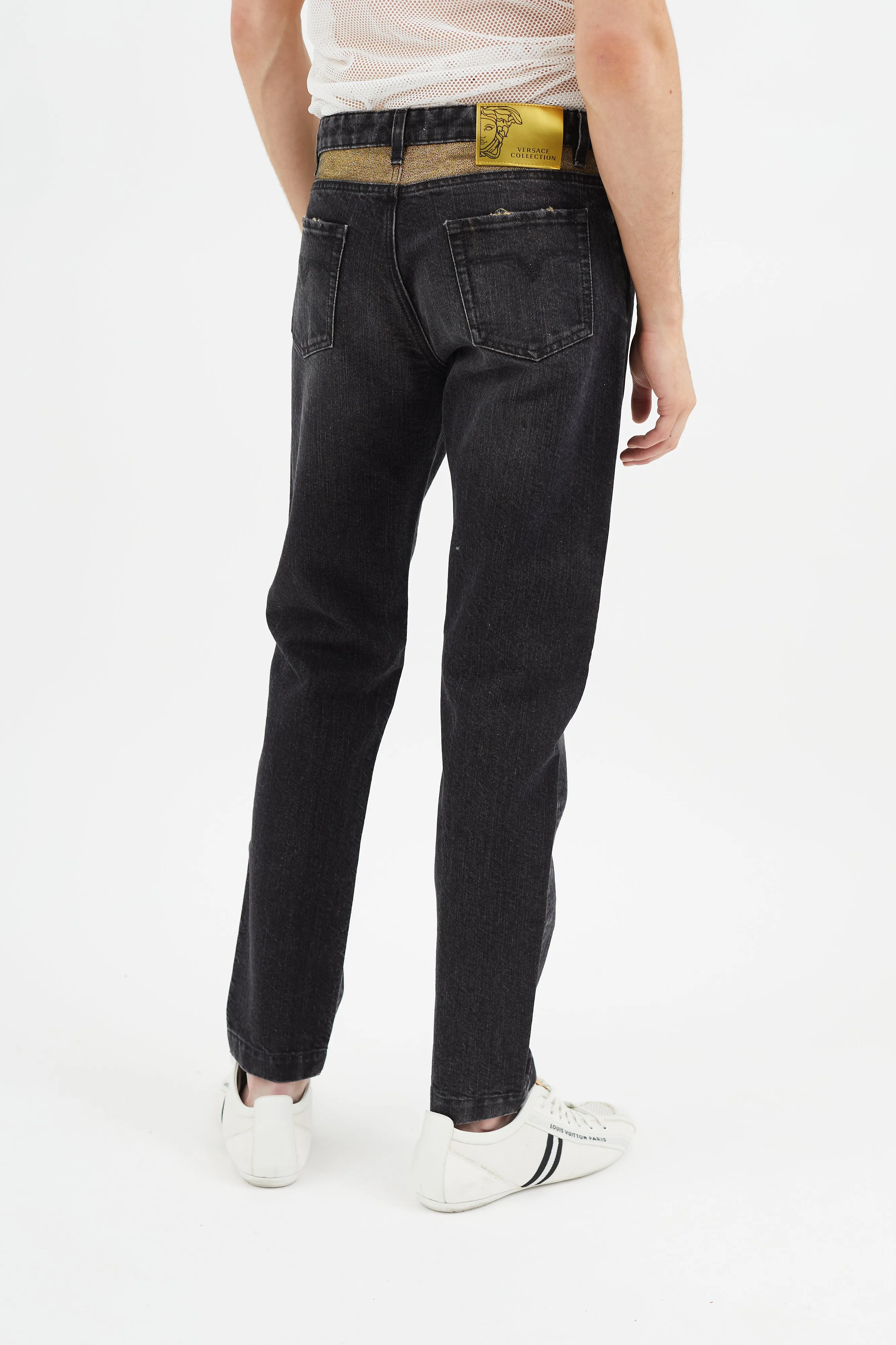 Black & Gold Metallic Slim Jeans