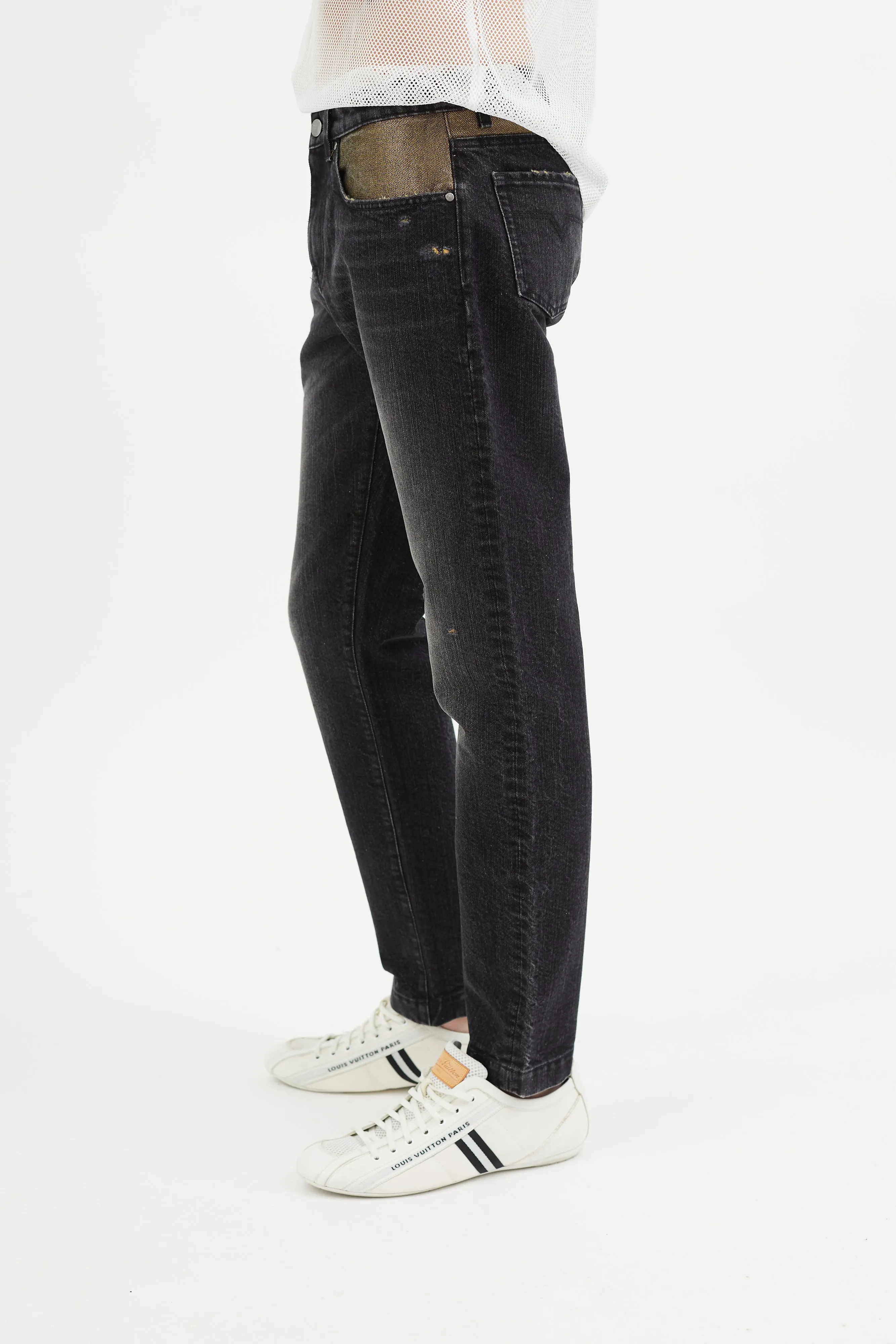 Black & Gold Metallic Slim Jeans