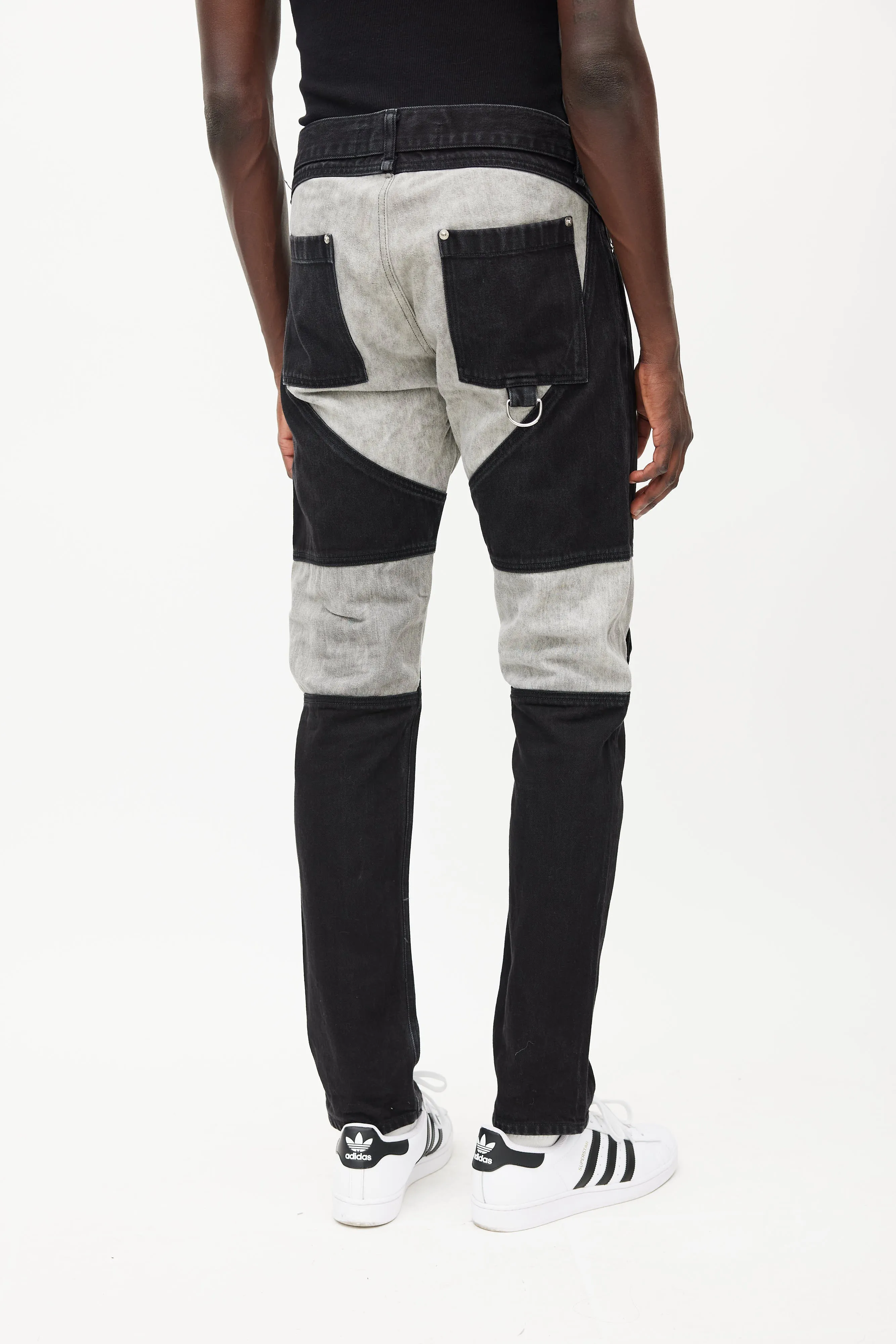 Black & Grey Panelled Logo Jeans