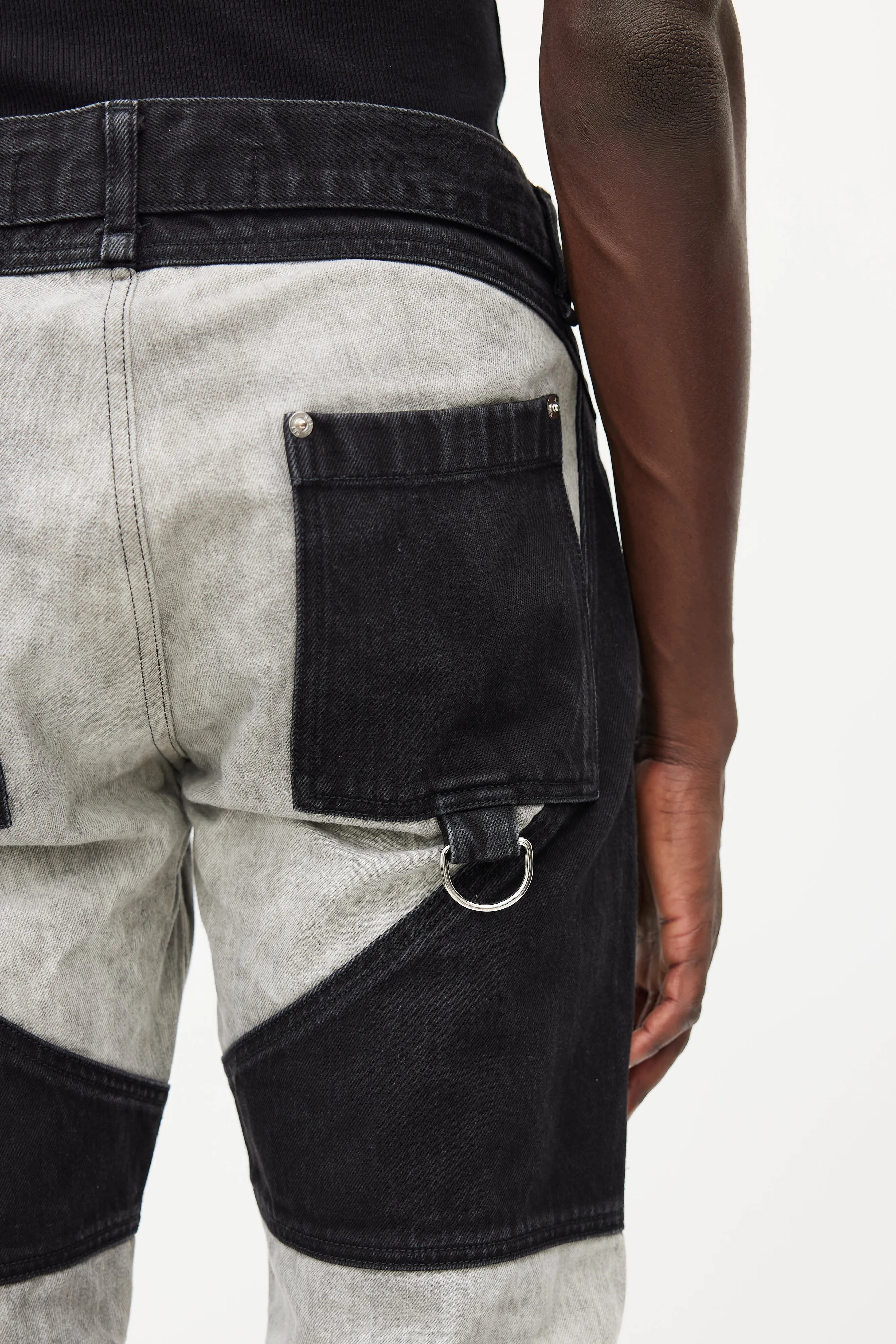 Black & Grey Panelled Logo Jeans