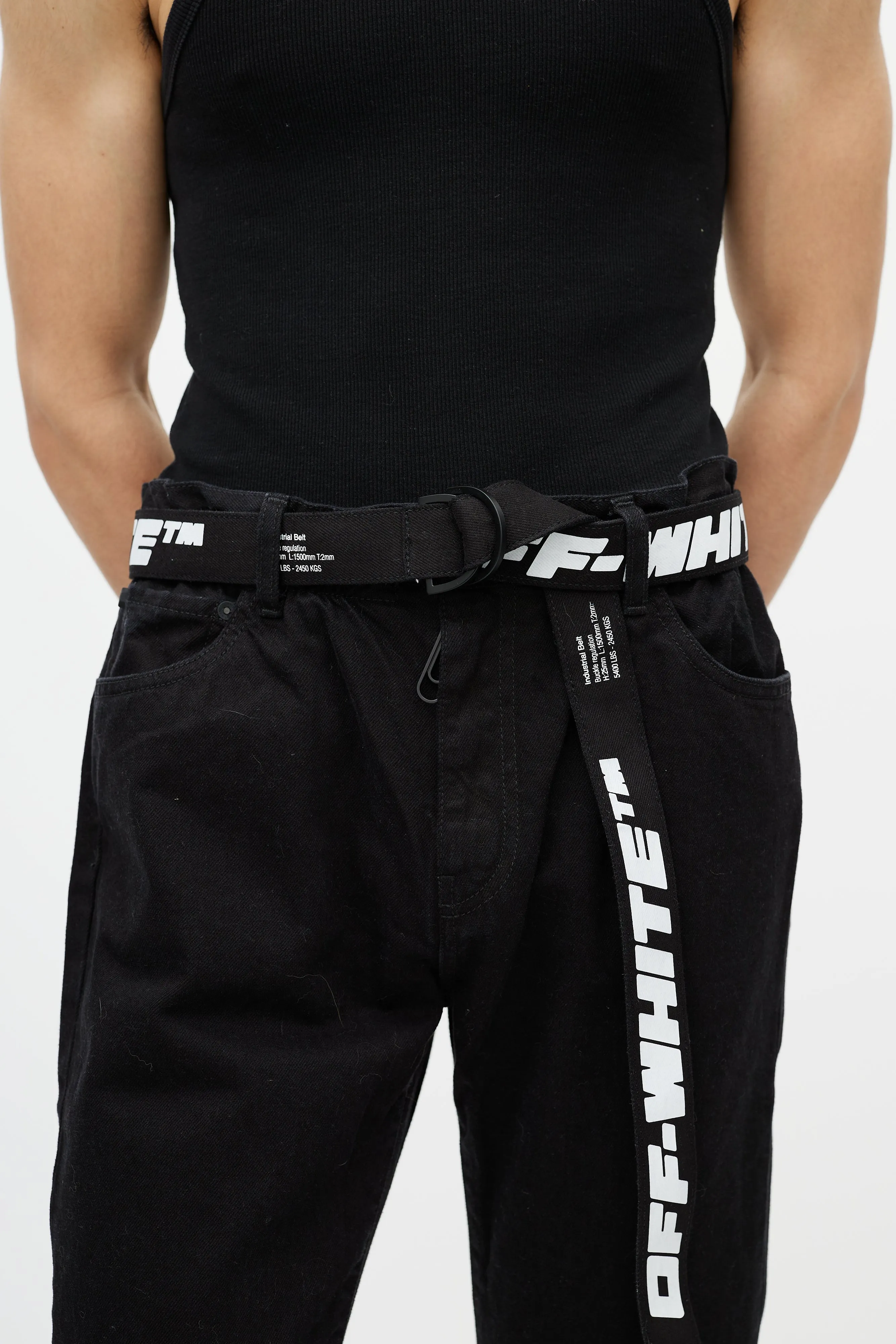 Black & White Belted Slim Jeans