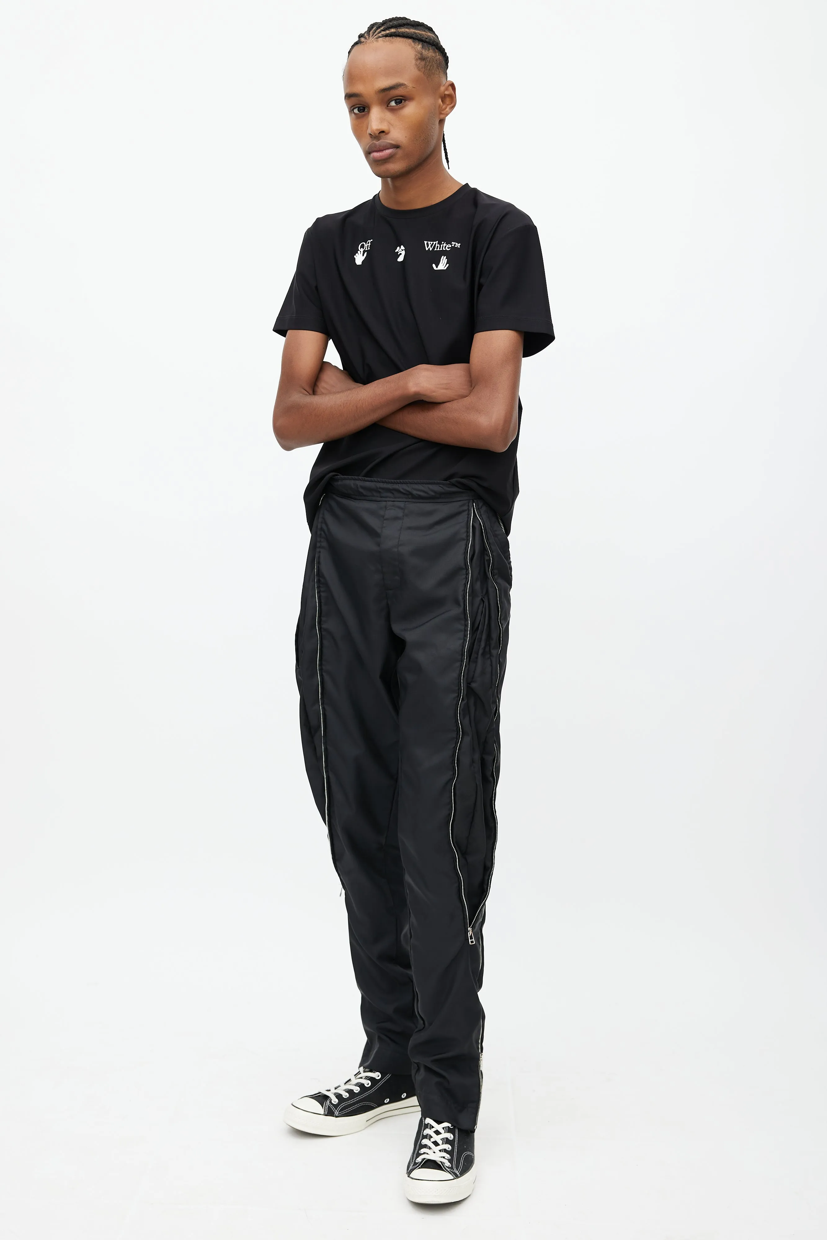 Black Multi Zip Slim Leg Pant