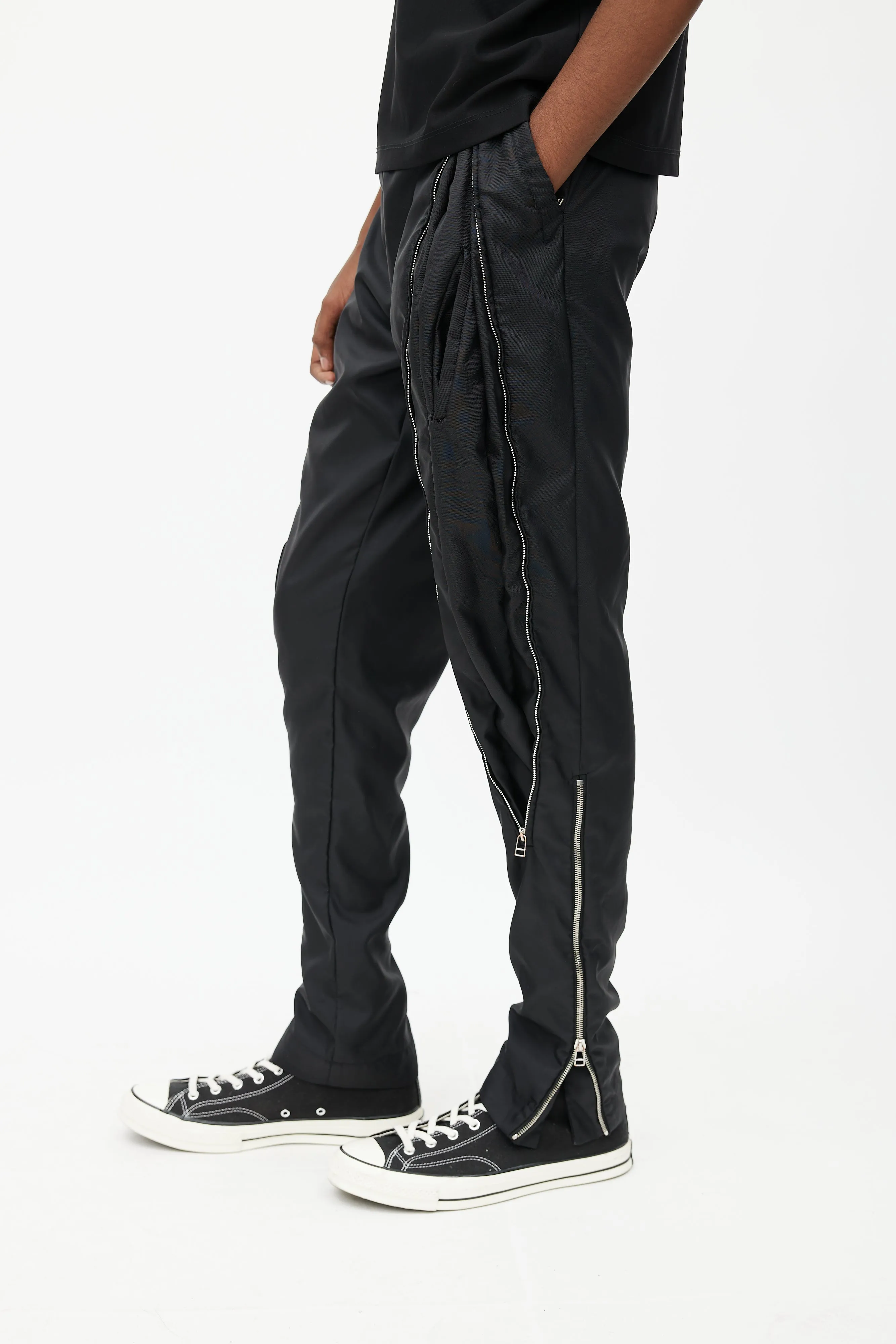 Black Multi Zip Slim Leg Pant