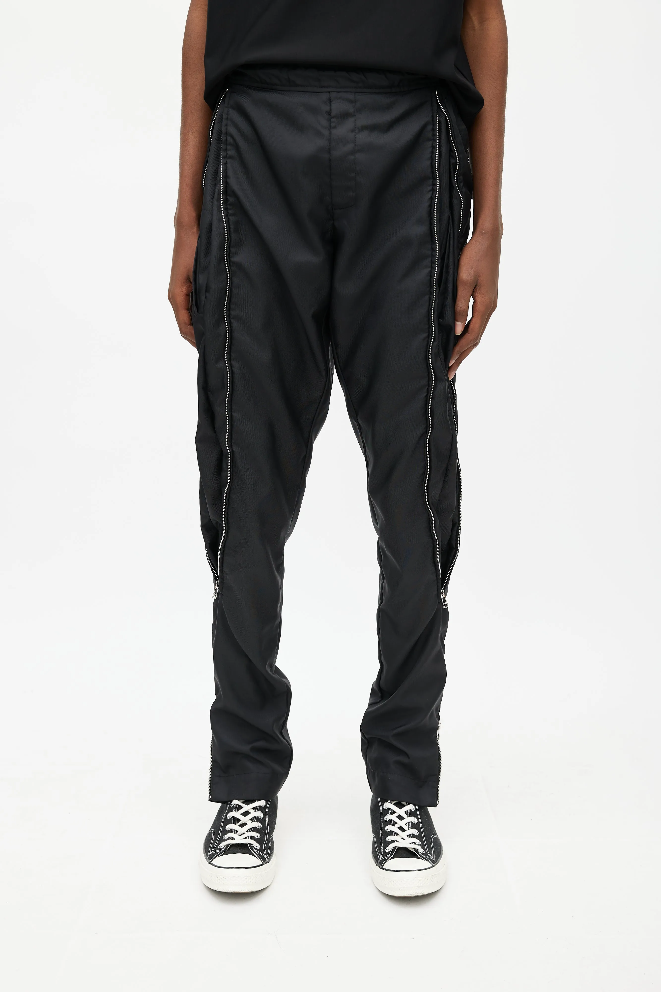 Black Multi Zip Slim Leg Pant