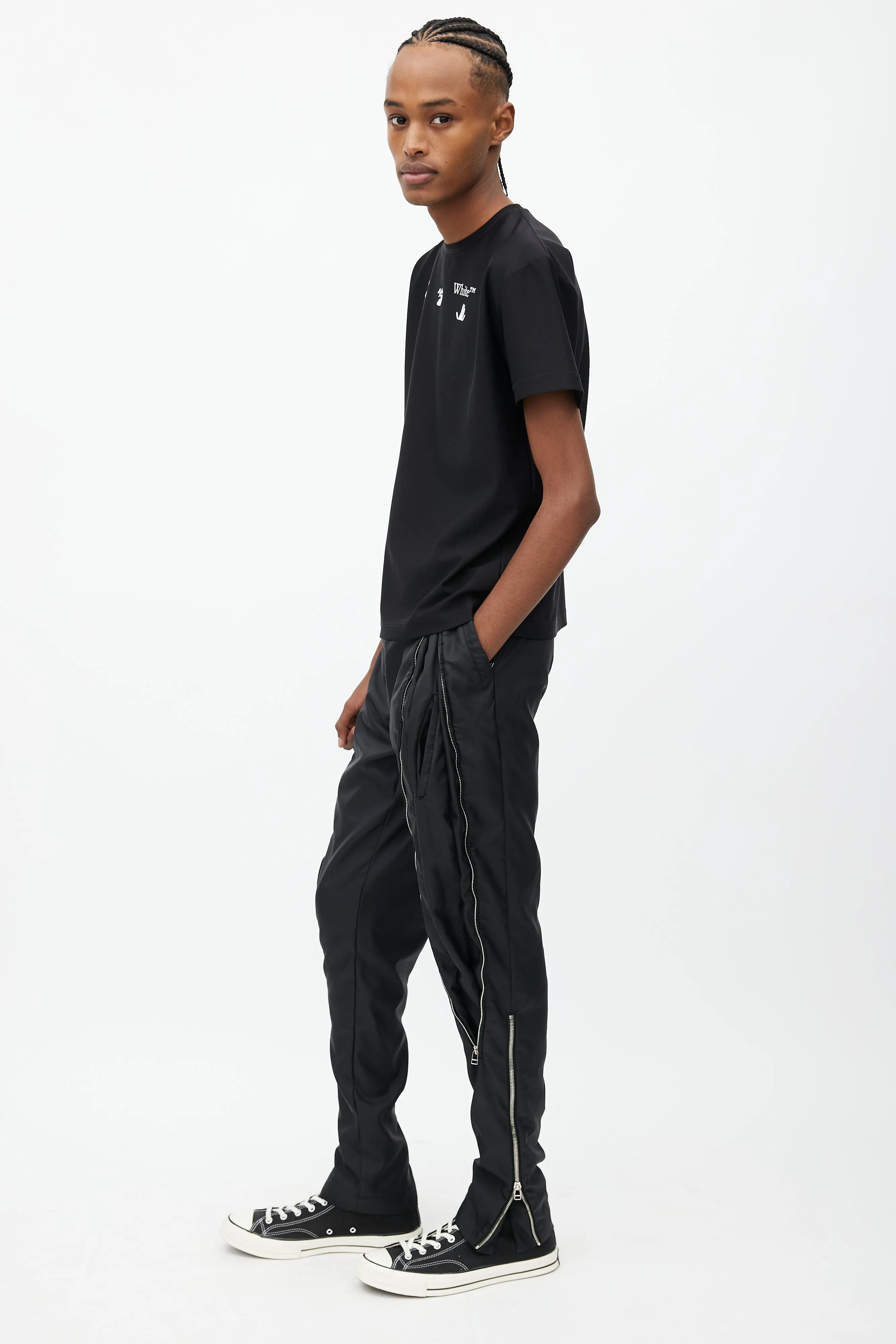 Black Multi Zip Slim Leg Pant