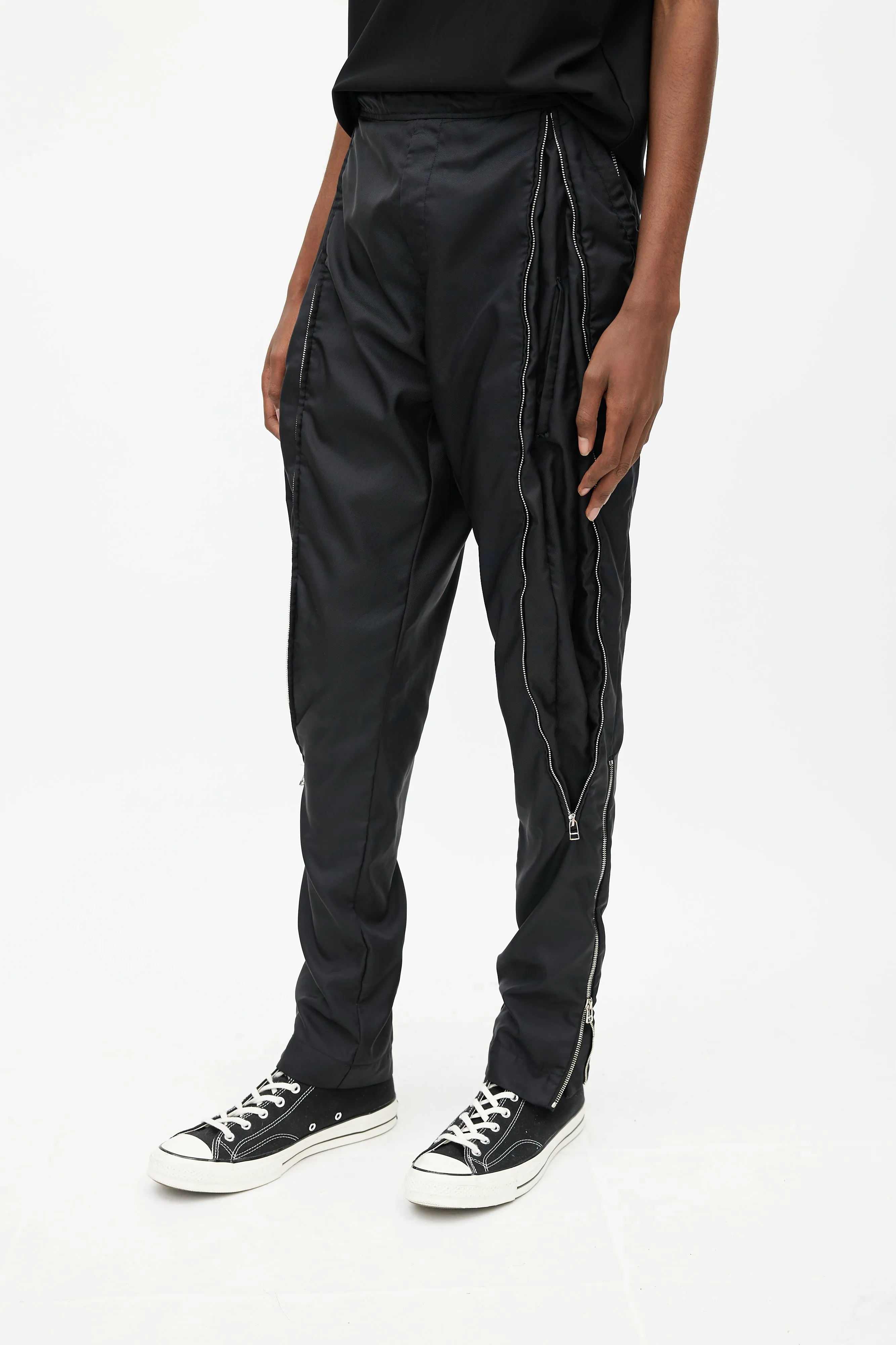 Black Multi Zip Slim Leg Pant