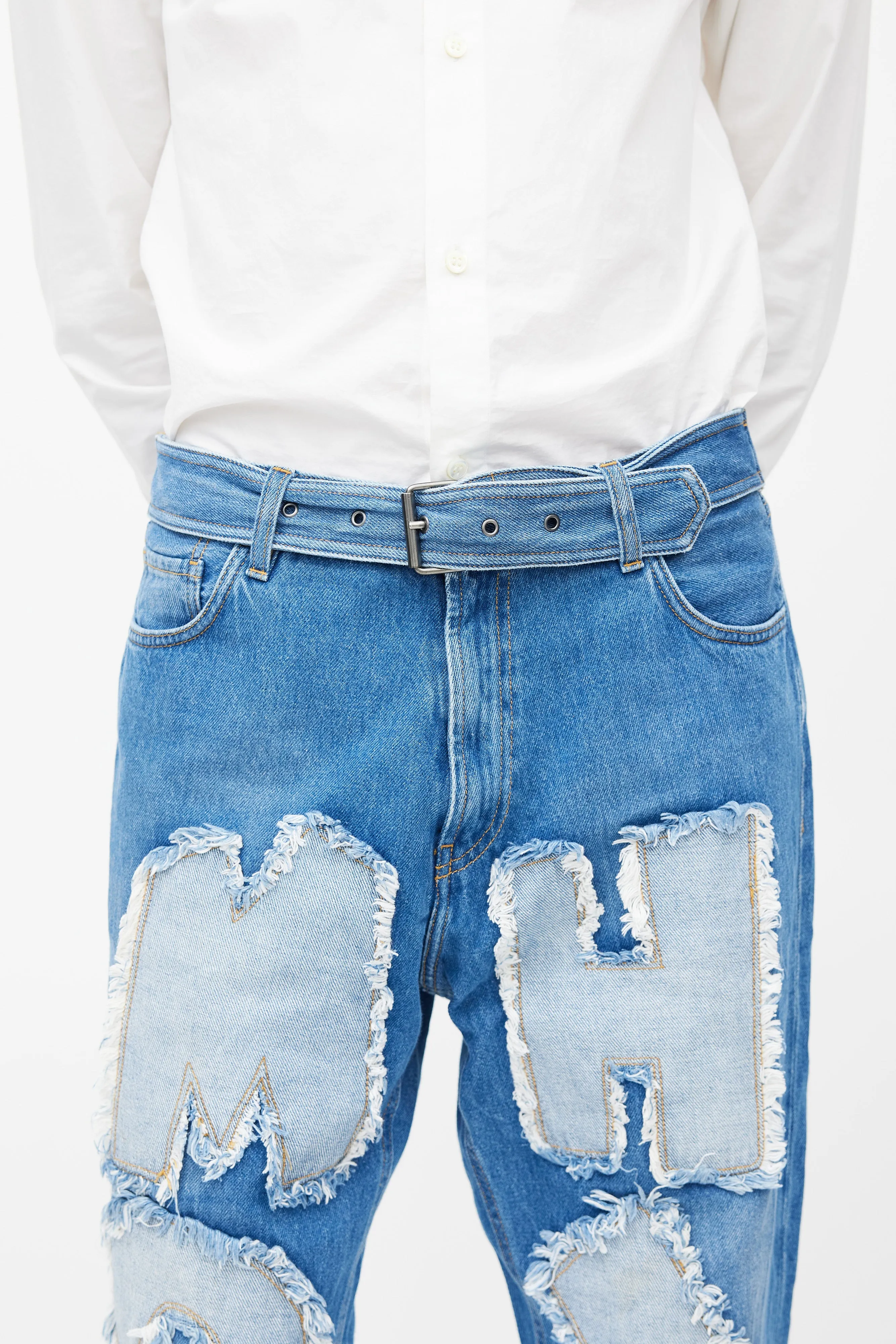 Blue Logo Patch Slim Jeans