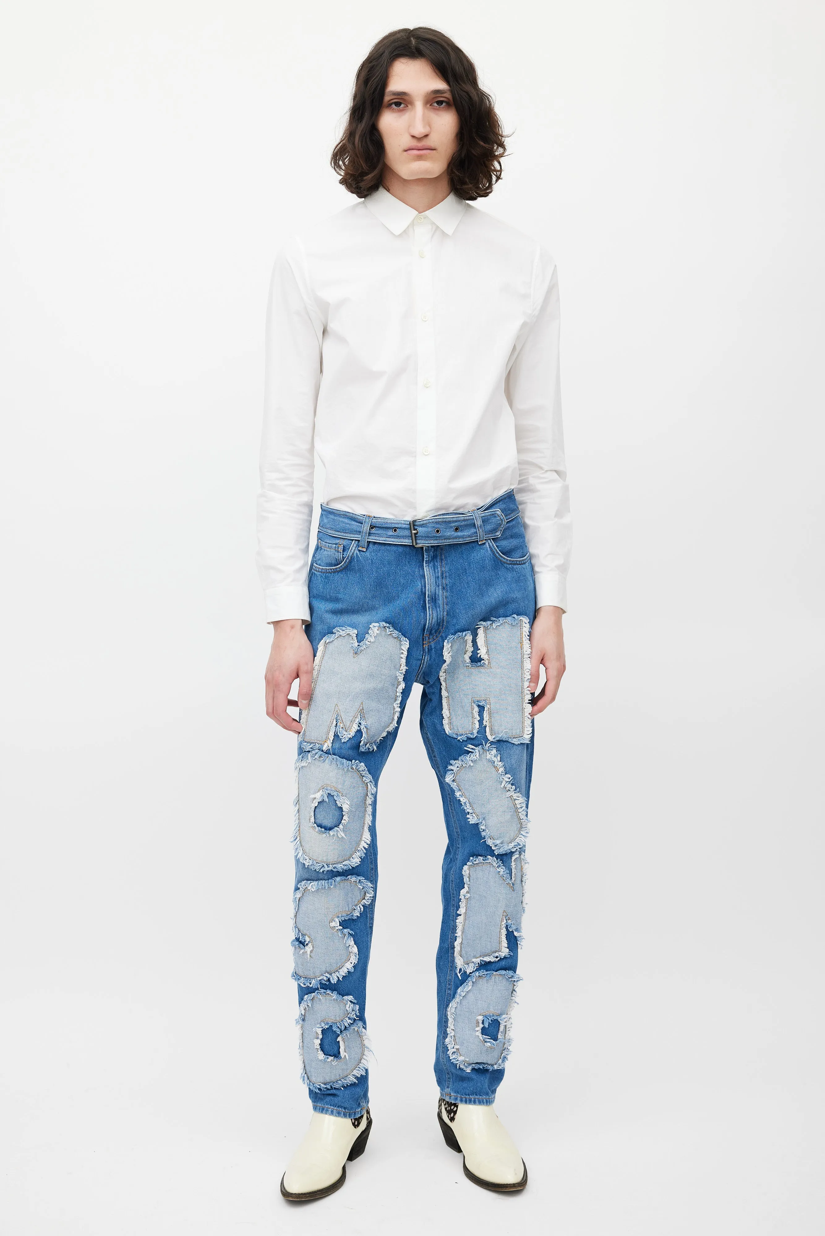 Blue Logo Patch Slim Jeans
