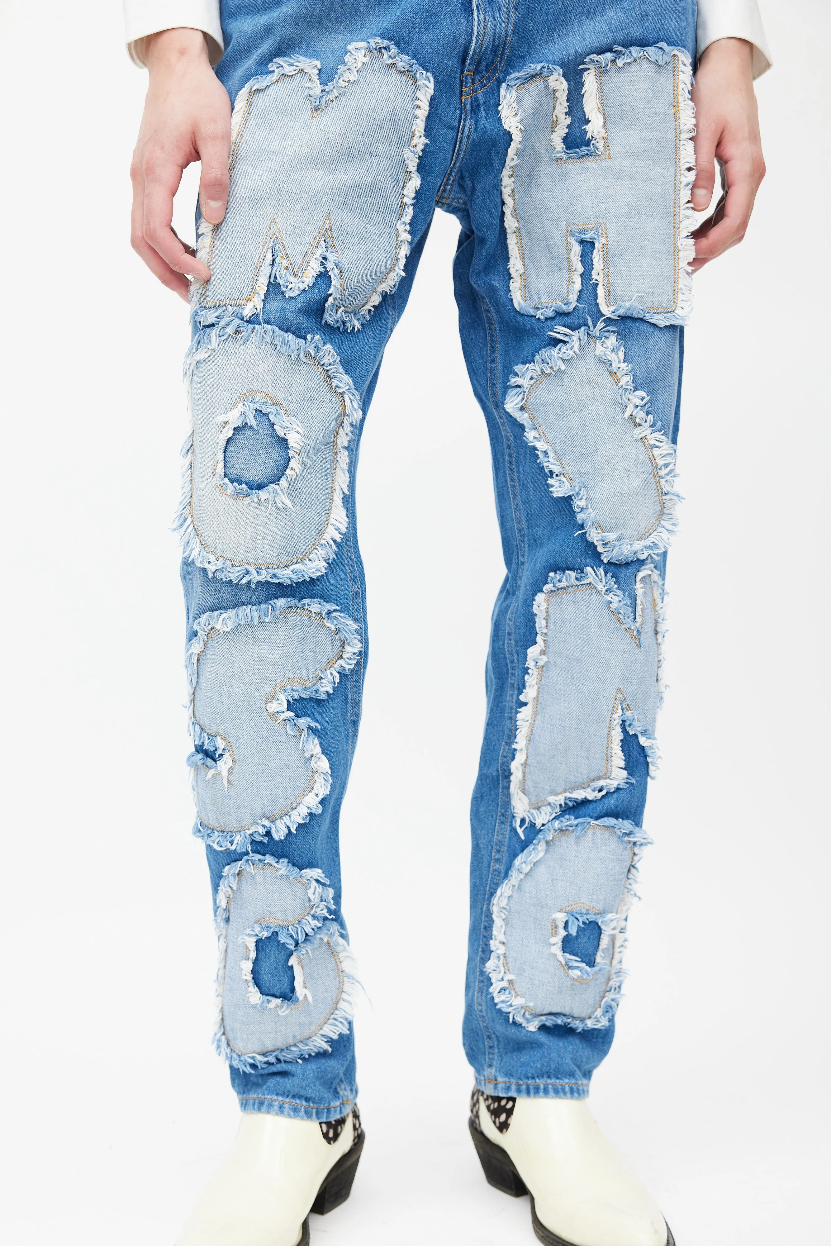 Blue Logo Patch Slim Jeans
