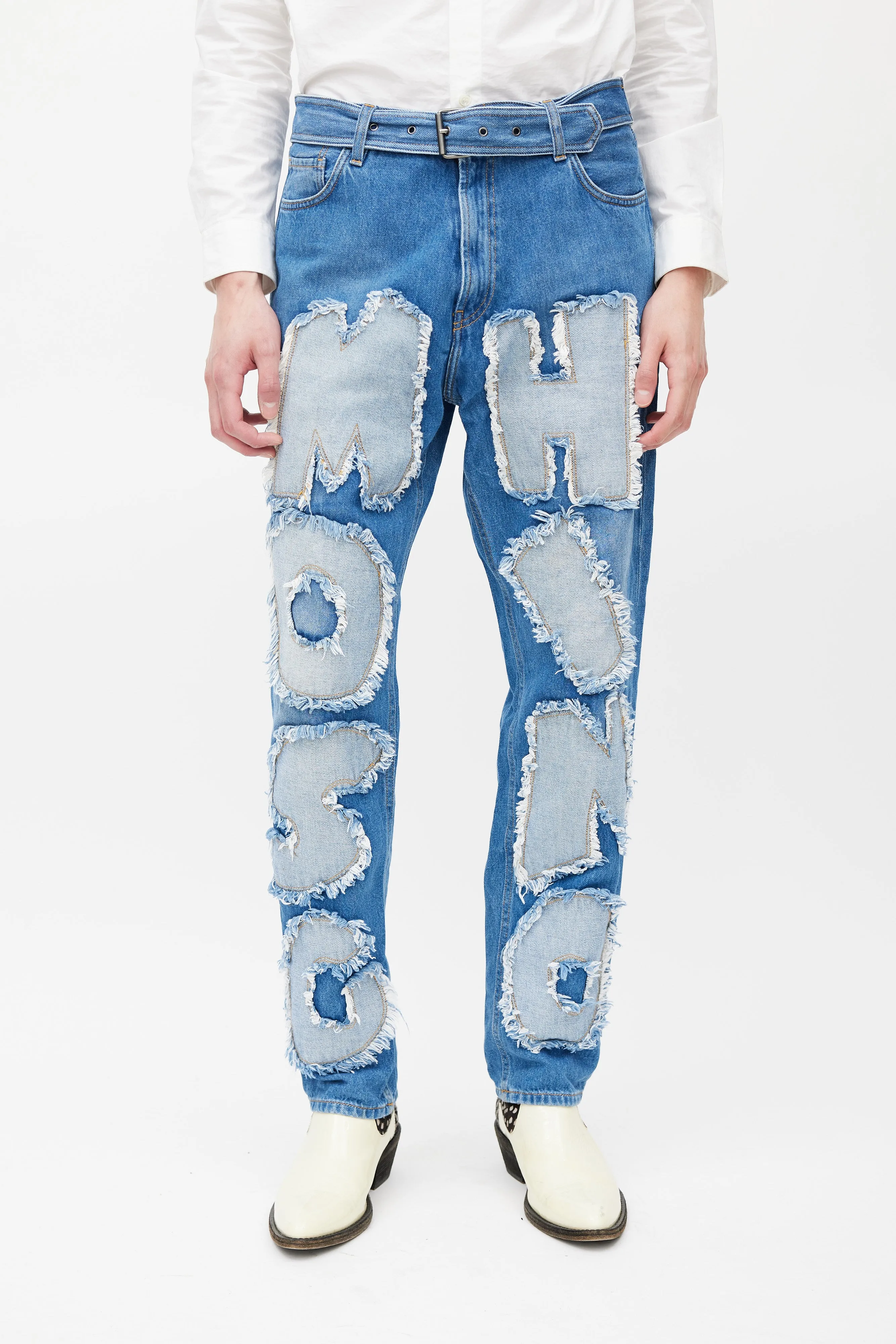 Blue Logo Patch Slim Jeans