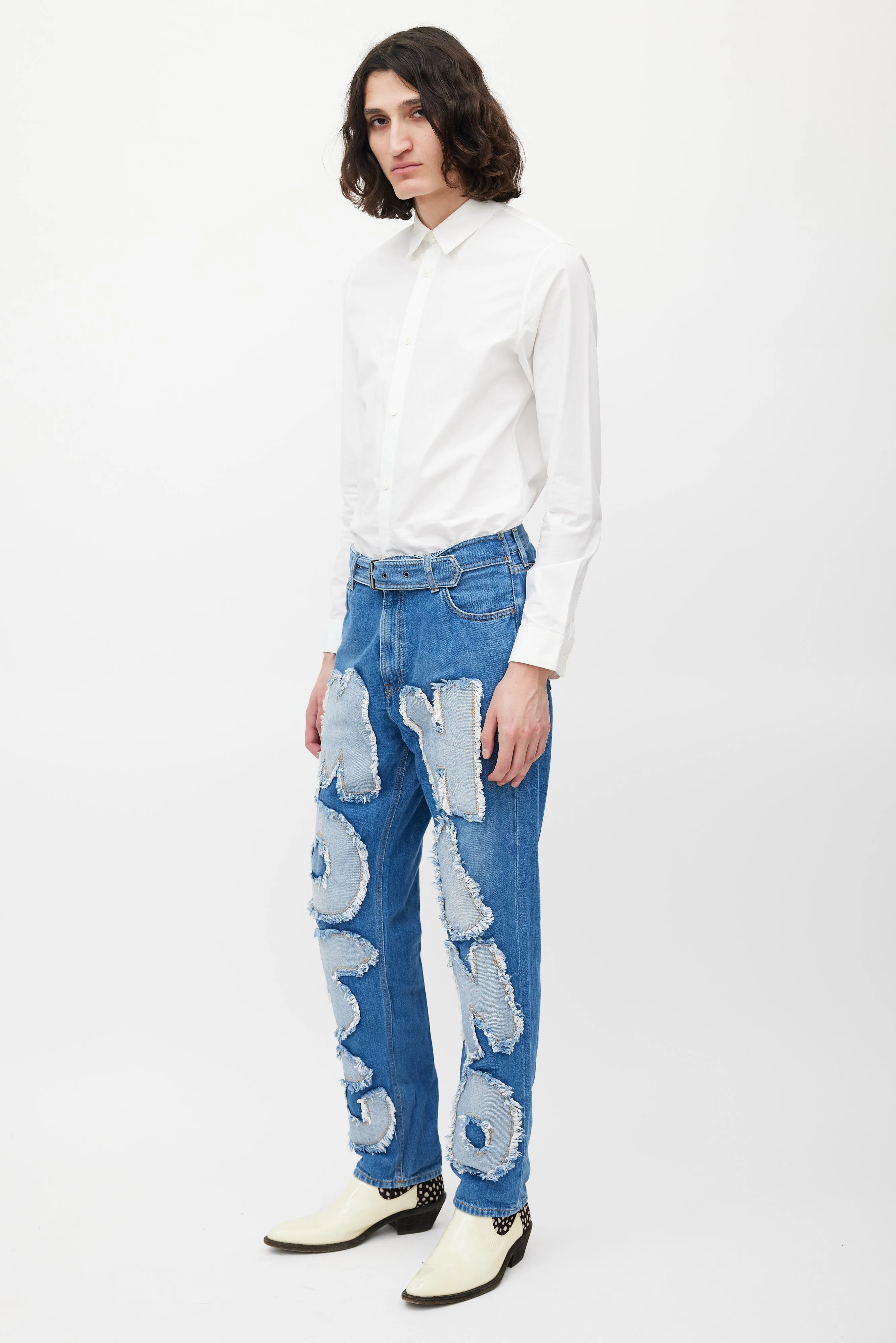 Blue Logo Patch Slim Jeans