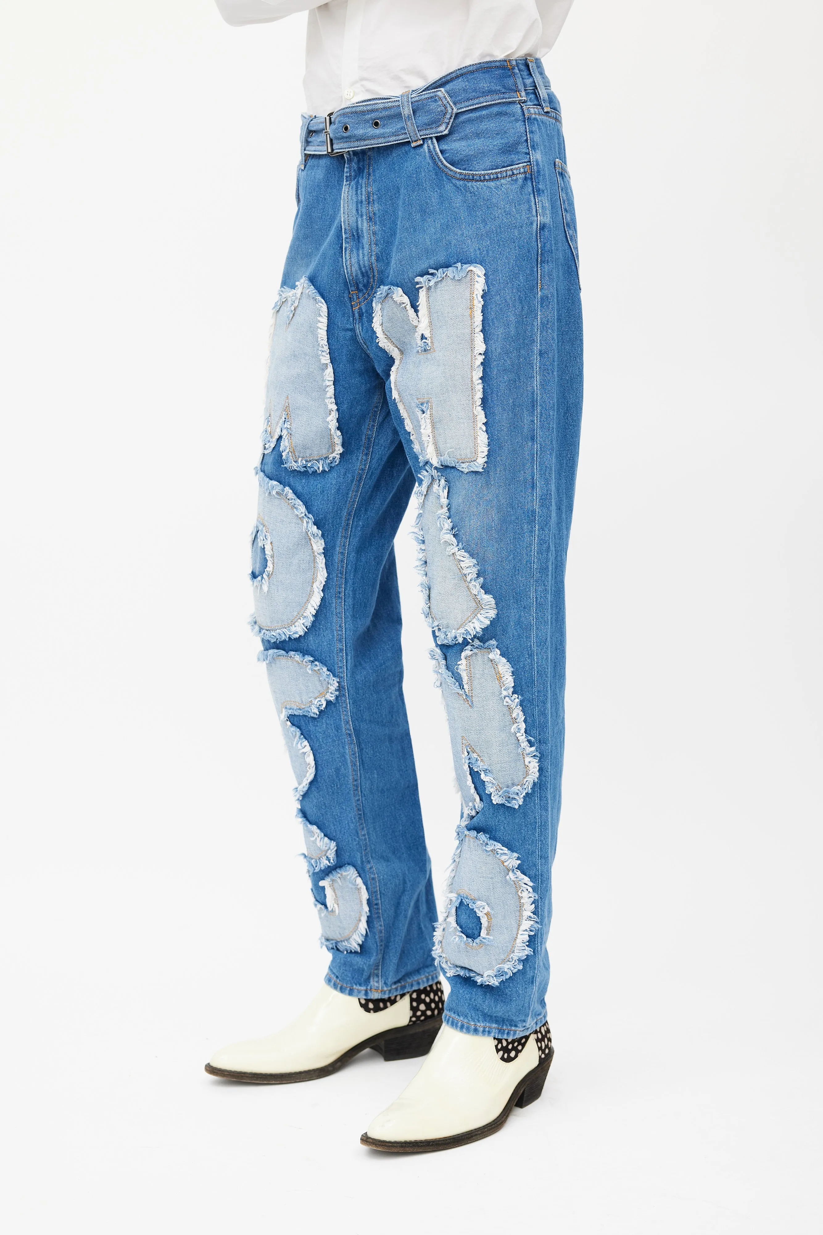Blue Logo Patch Slim Jeans
