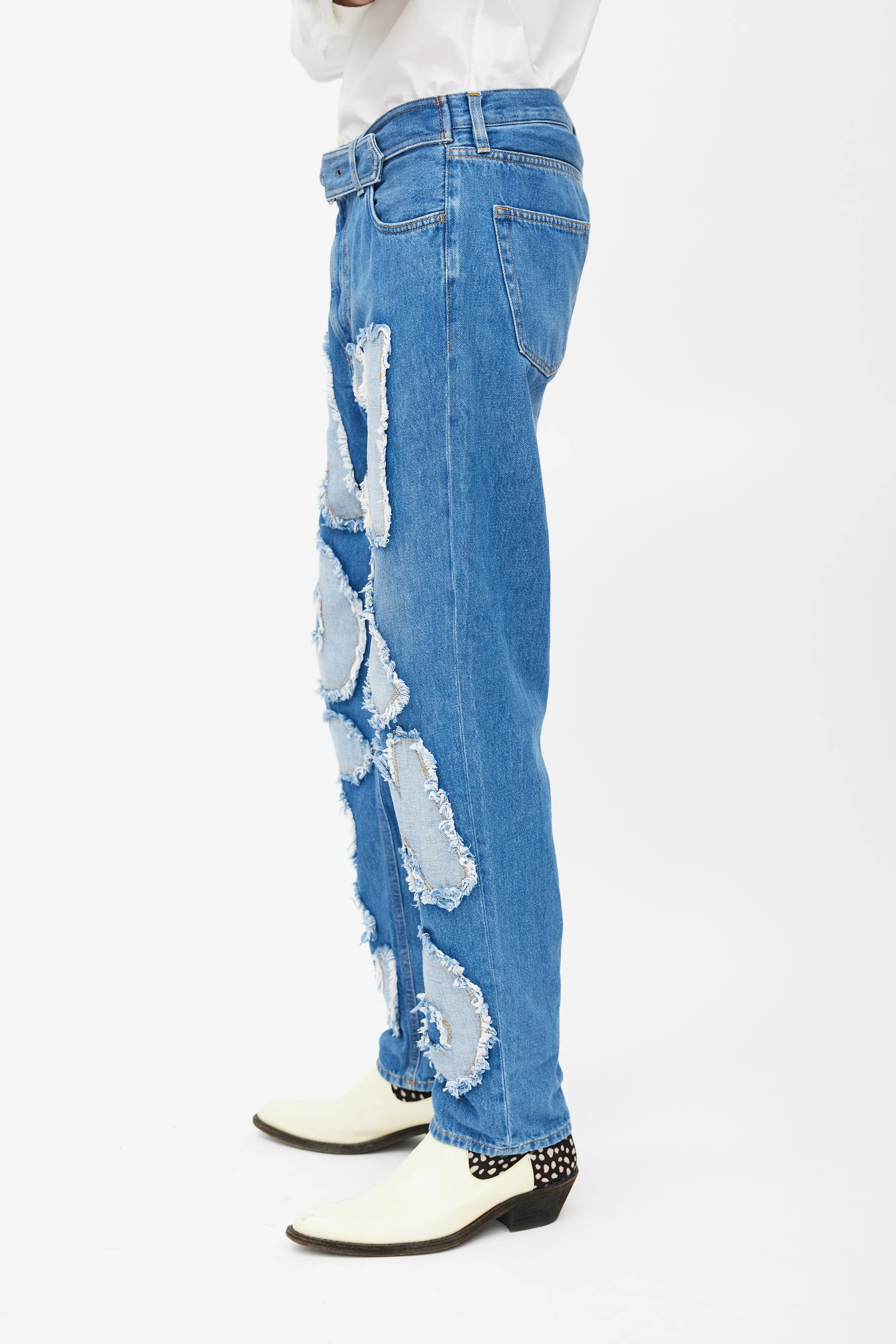 Blue Logo Patch Slim Jeans