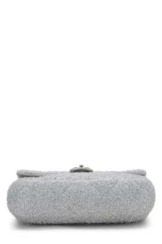 Chanel,  Silver Knit Pluto Glitter Classic Flap Medium, Silver