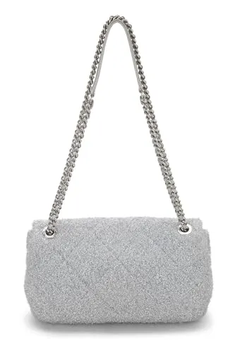 Chanel,  Silver Knit Pluto Glitter Classic Flap Medium, Silver