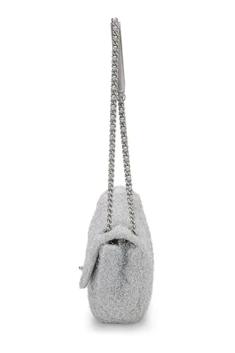 Chanel,  Silver Knit Pluto Glitter Classic Flap Medium, Silver