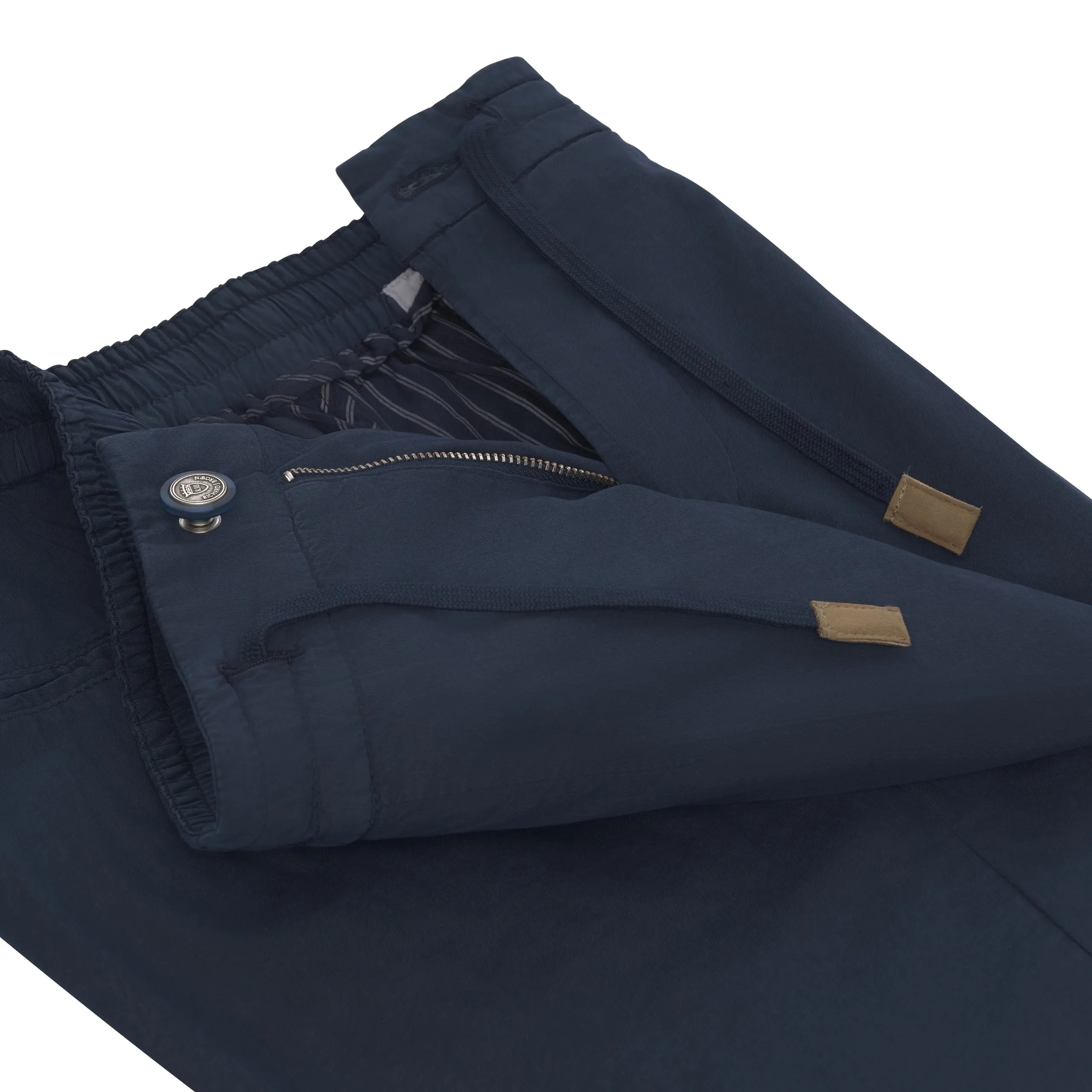Cotton-Silk Blend Trousers in Blue