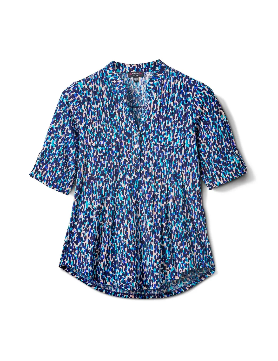 Elbow 2 Pocket Knit Pintuck Popover-Petite