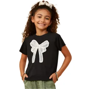 Girl's Hayden Pearl Ribbon Patch Knit T-shirt GY8434