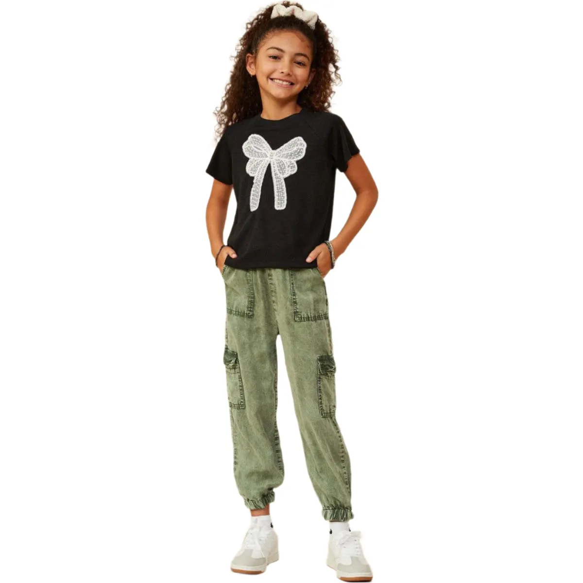 Girl's Hayden Pearl Ribbon Patch Knit T-shirt GY8434