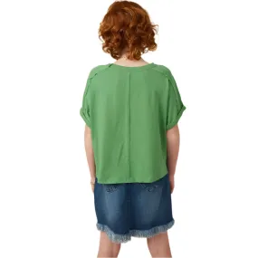 Girls Hayden Raw Edge Detail Triblend Knit Dolman Tee GY6782