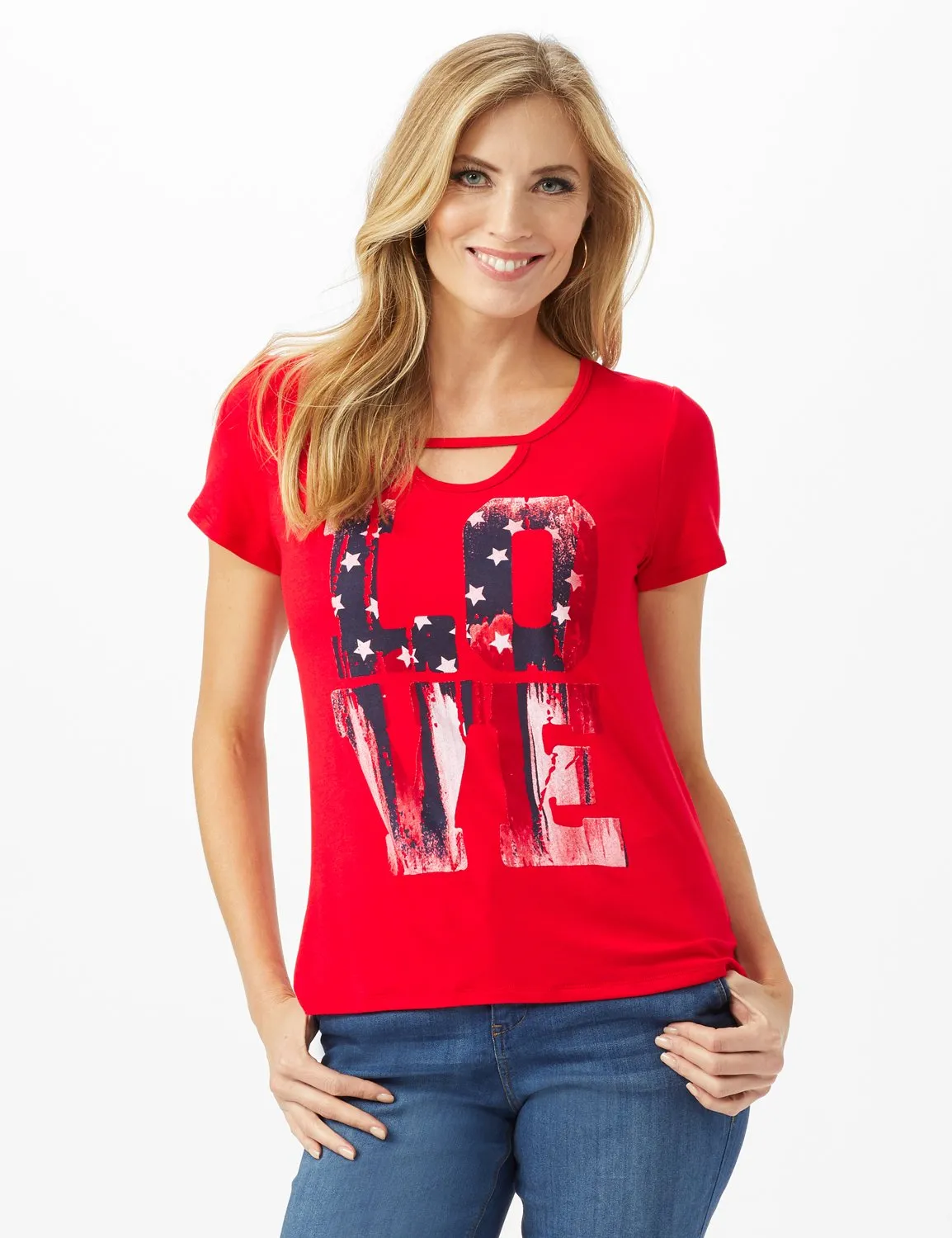 Love Hi-Lo Knit Screen Tee