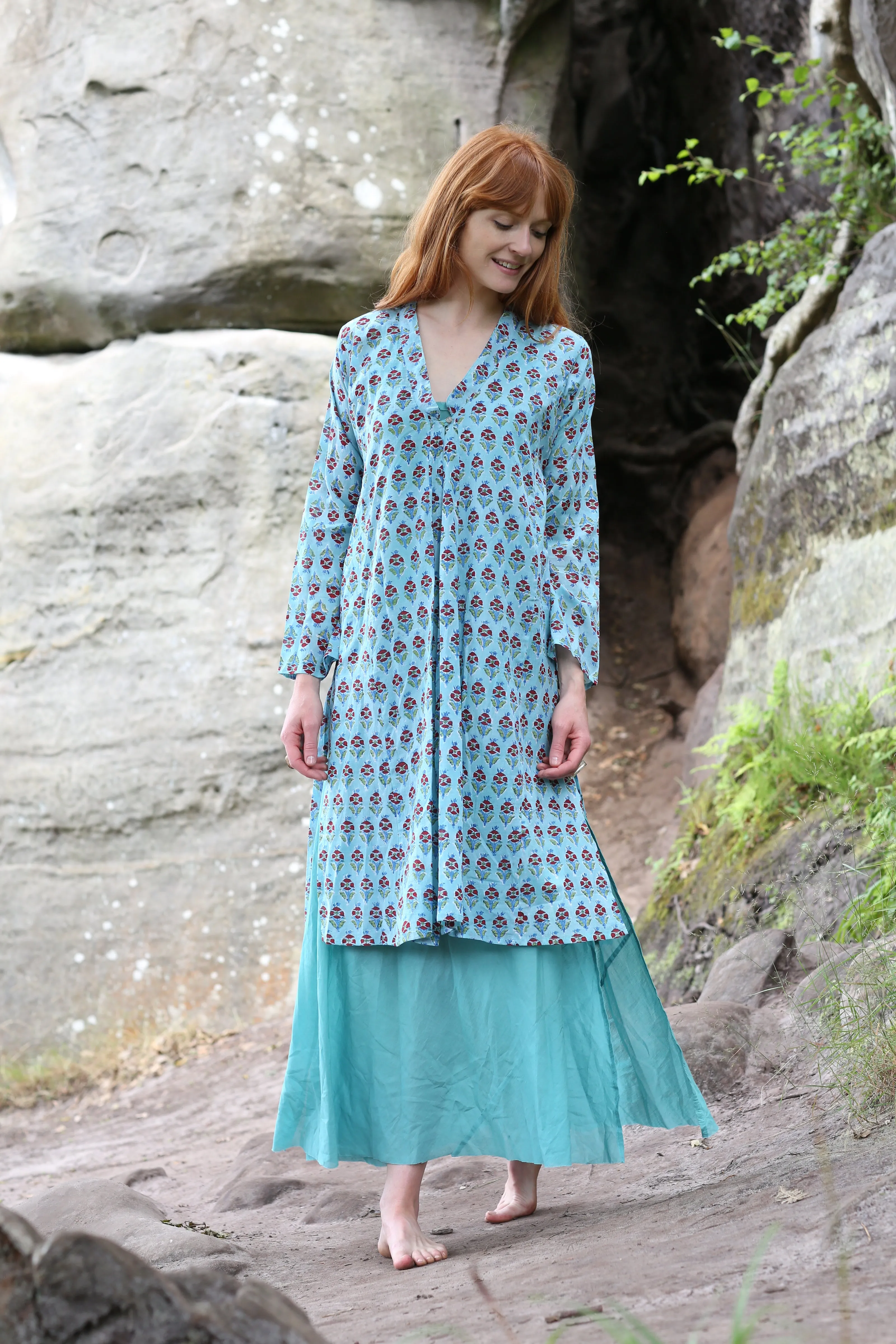 Nargis Jacket Hand Block Printed Pure Cotton Was £79 - Now Only £45 - Only Size S/M Left