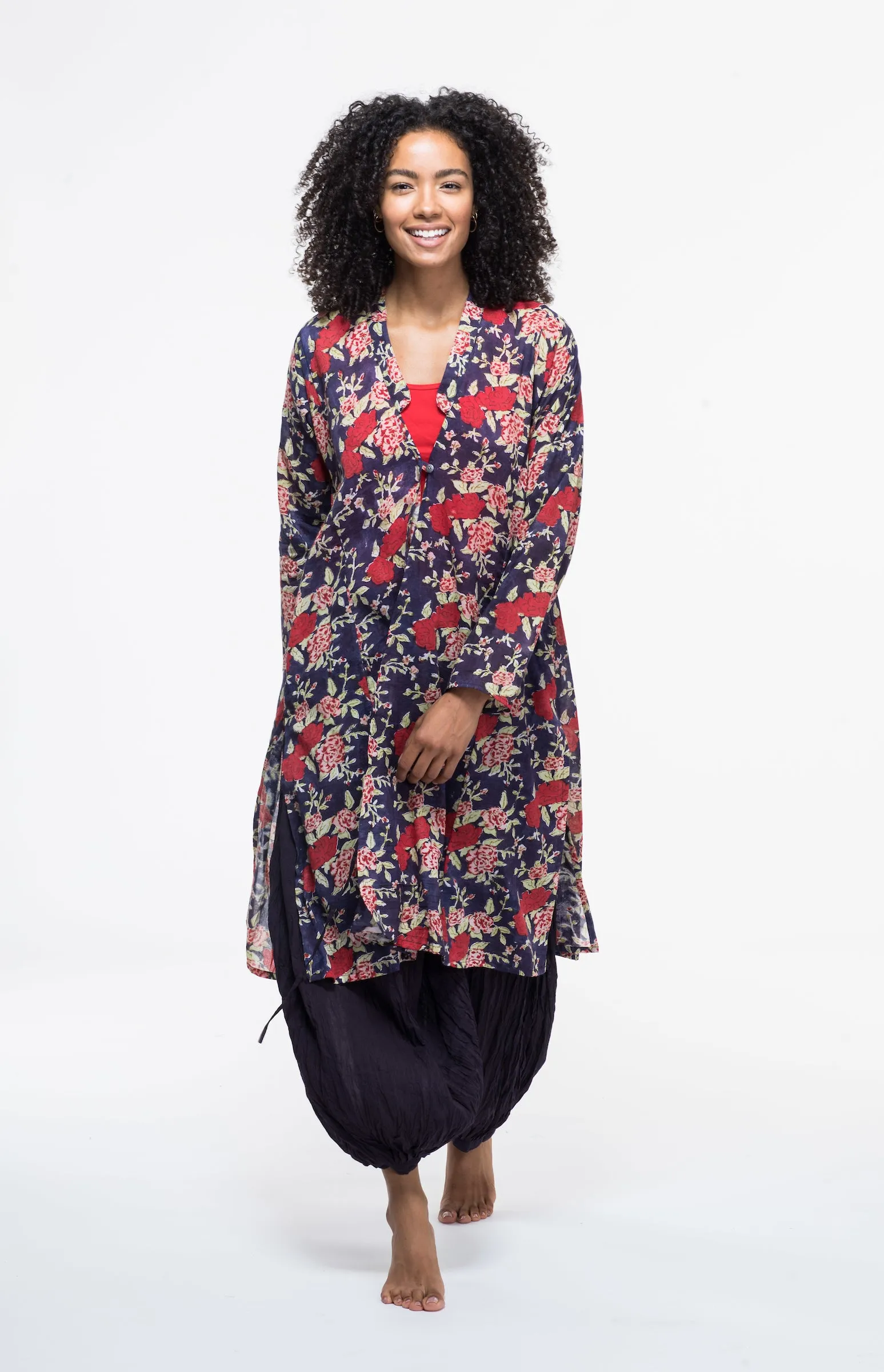 Nargis Jacket Hand Block Printed Pure Cotton Was £79 - Now Only £45 - Only Size S/M Left