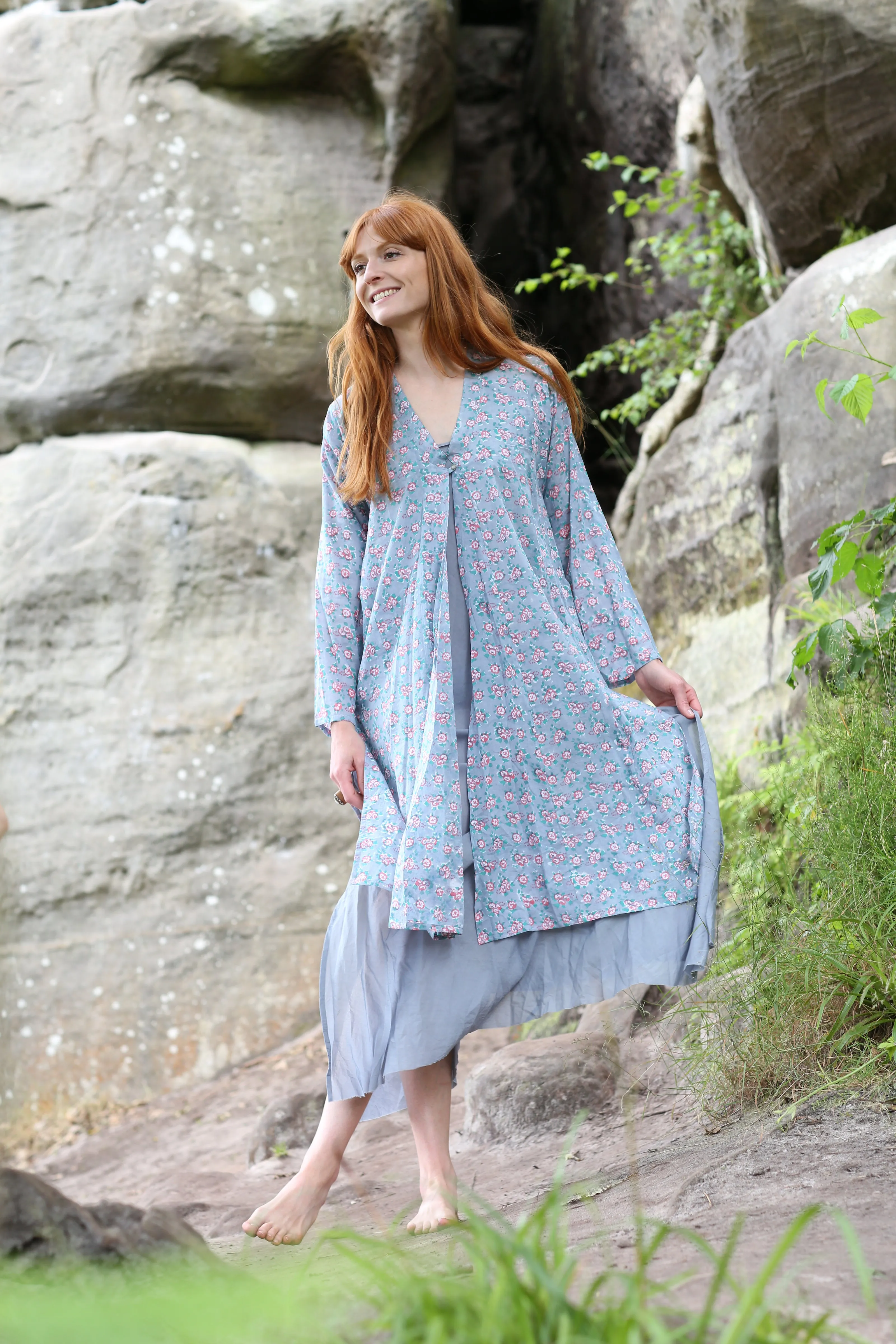 Nargis Jacket Hand Block Printed Pure Cotton Was £79 - Now Only £45 - Only Size S/M Left