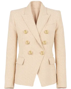 Nude and Blanc Monogram Jacquard Button Jacket