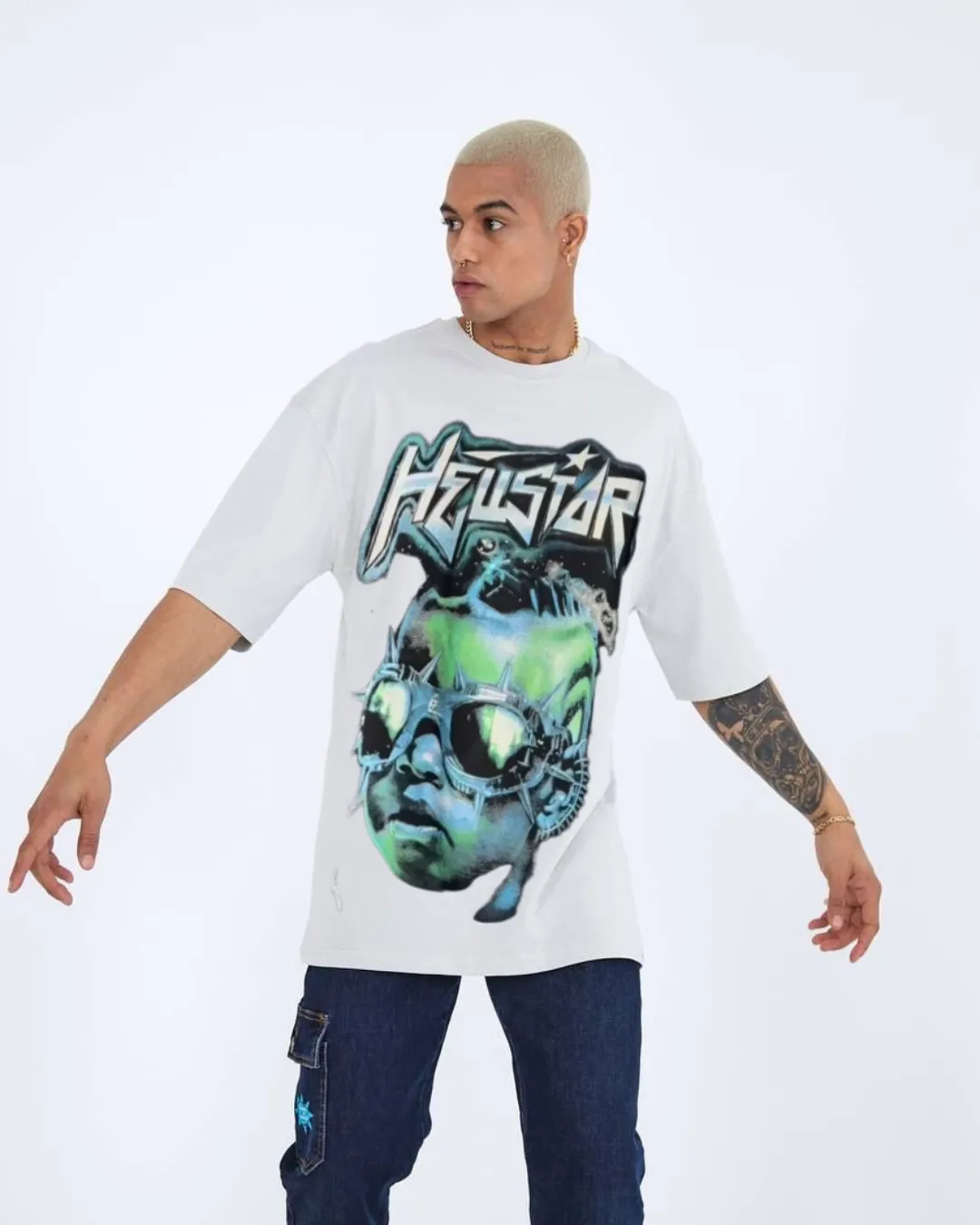 "Hellstar Cyber Kid" Unisex Exclusive Oversized Tee -White