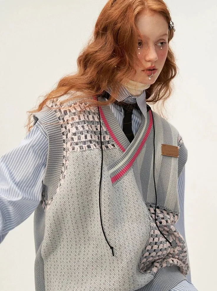 Reserved Asymmetrical Vest Knit Item Over Mode Loose