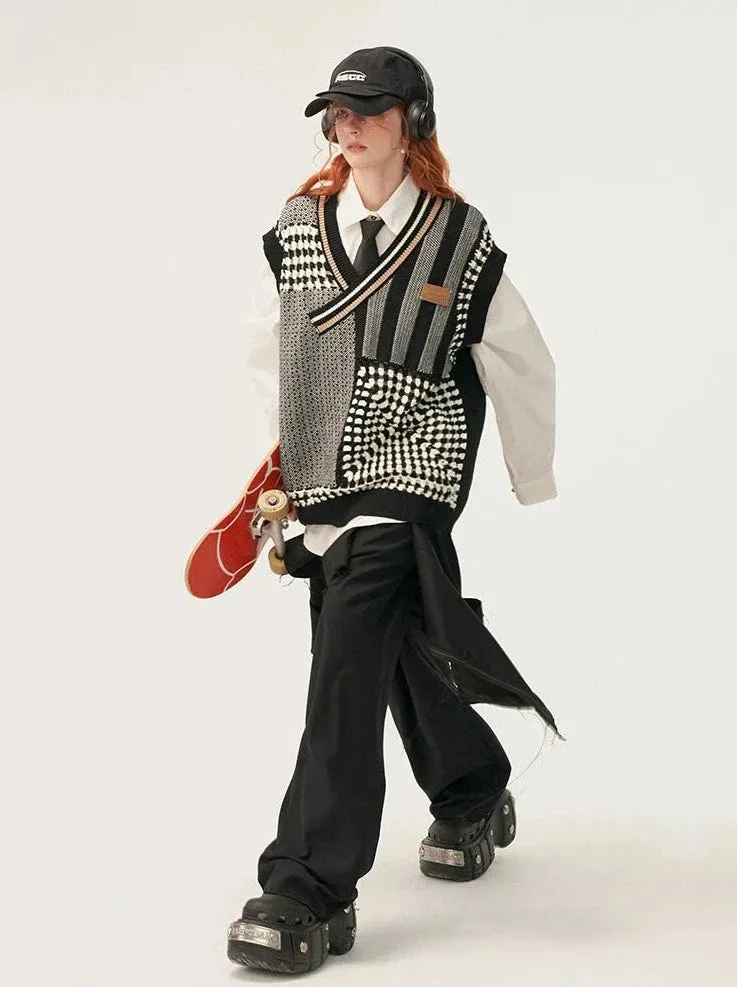 Reserved Asymmetrical Vest Knit Item Over Mode Loose