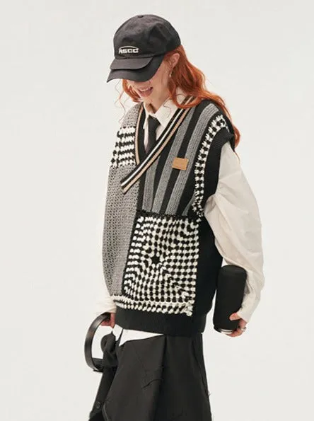 Reserved Asymmetrical Vest Knit Item Over Mode Loose