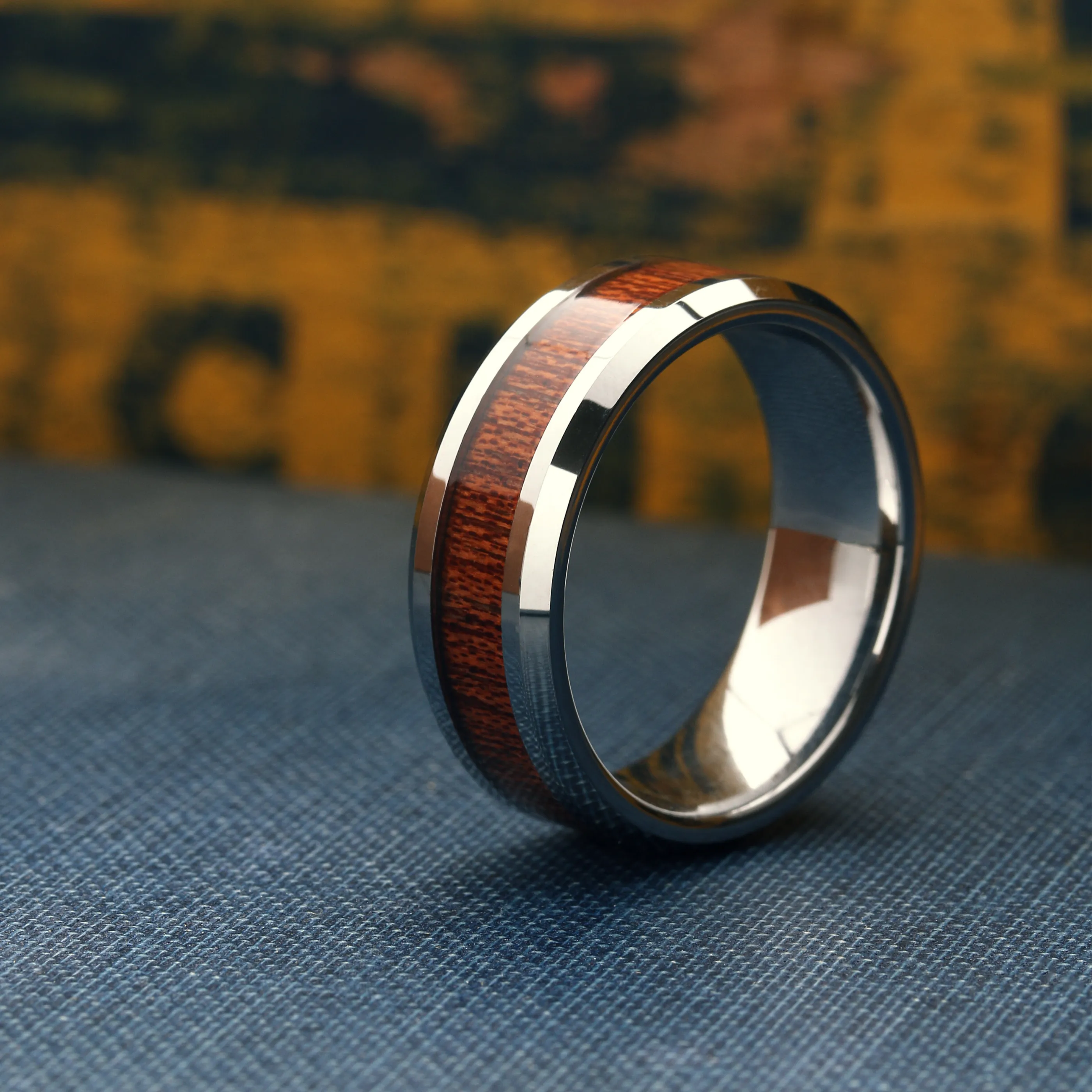 The Silver Yooper - Silver Tungsten Wood Ring