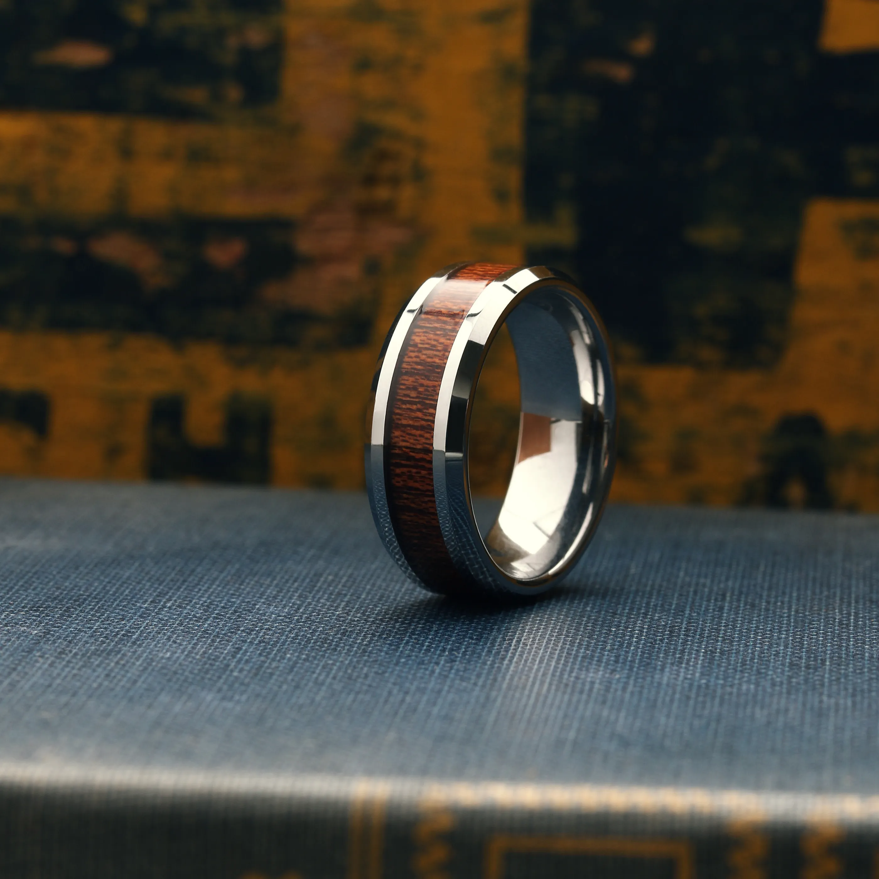 The Silver Yooper - Silver Tungsten Wood Ring