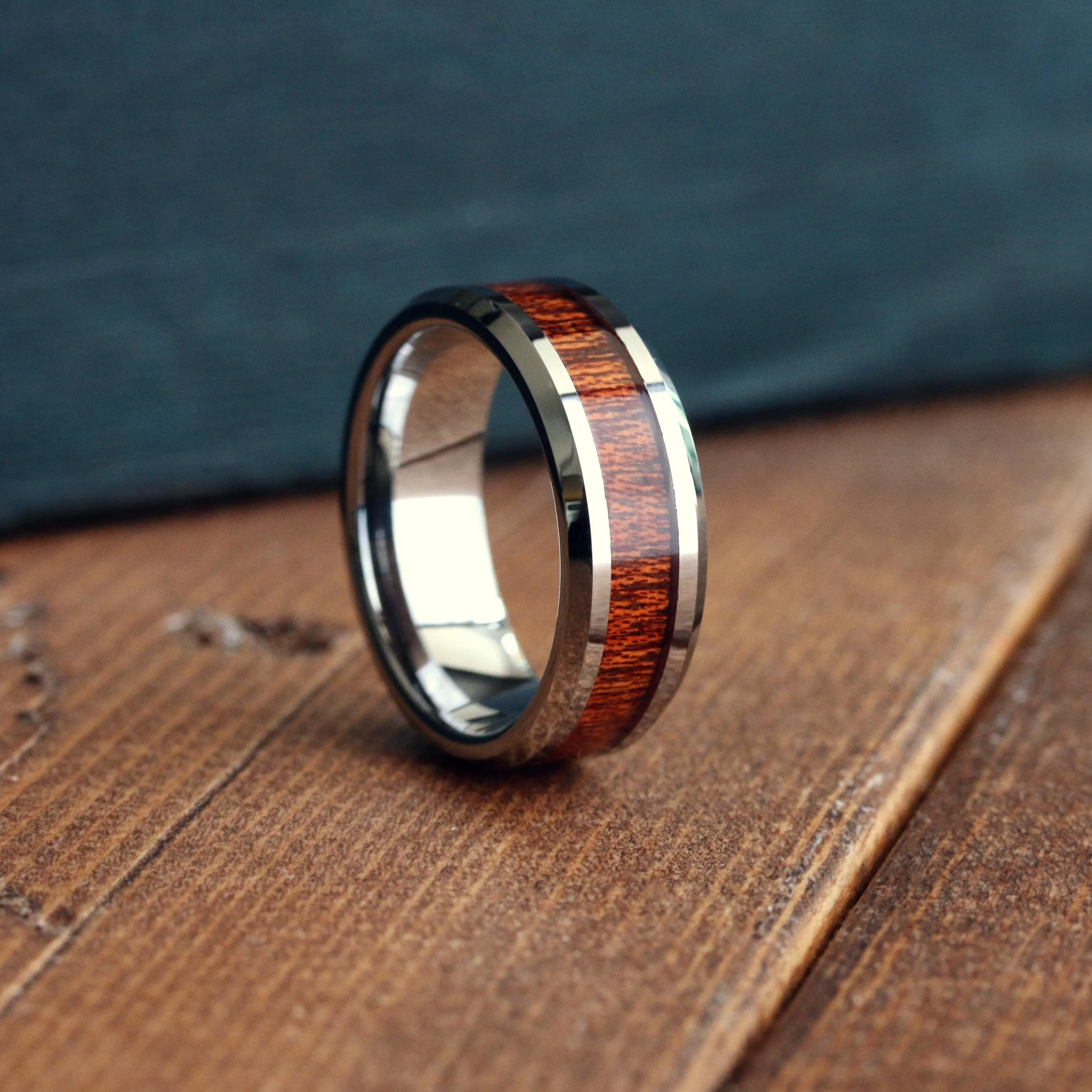 The Silver Yooper - Silver Tungsten Wood Ring