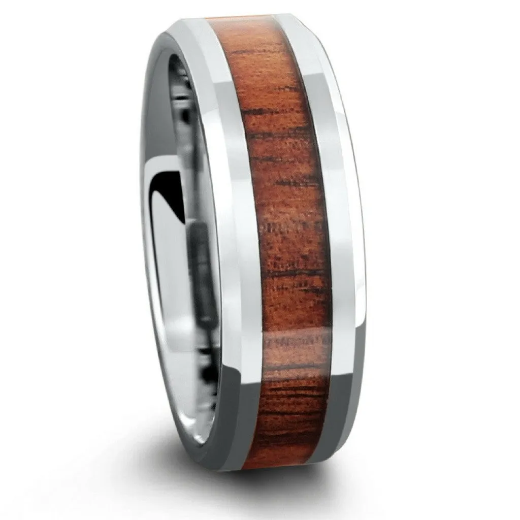 The Silver Yooper - Silver Tungsten Wood Ring