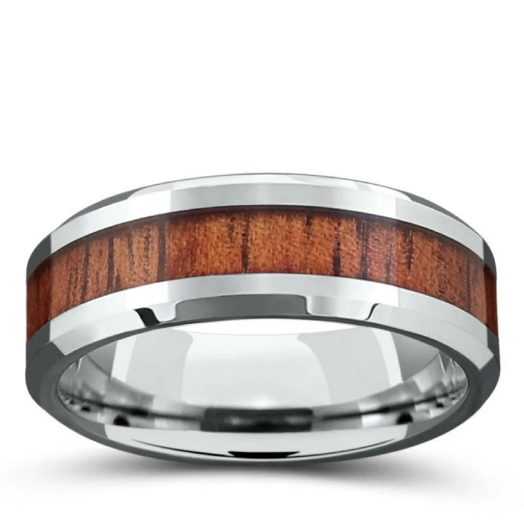 The Silver Yooper - Silver Tungsten Wood Ring