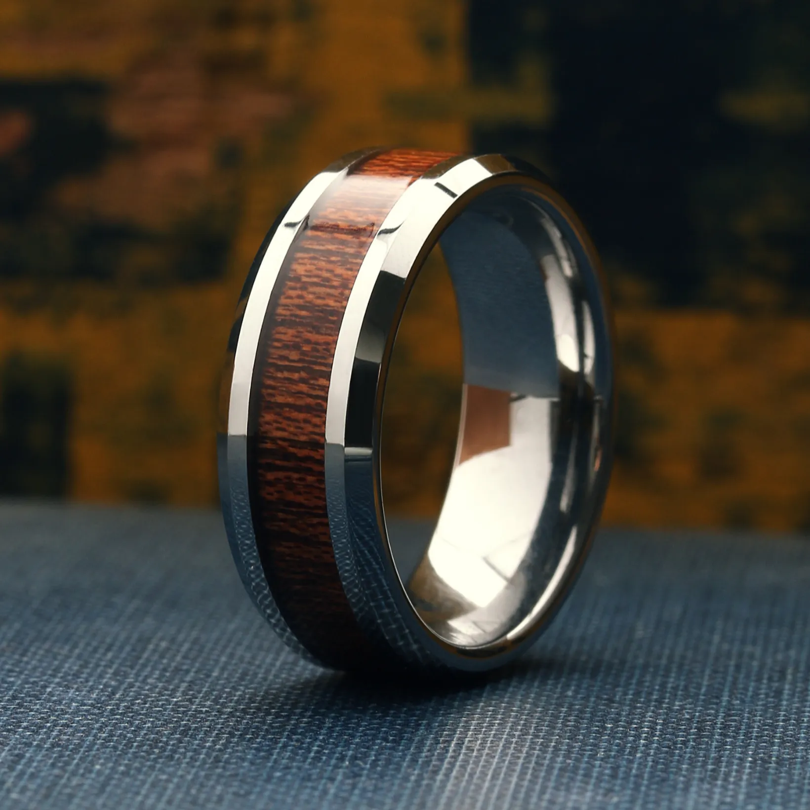 The Silver Yooper - Silver Tungsten Wood Ring