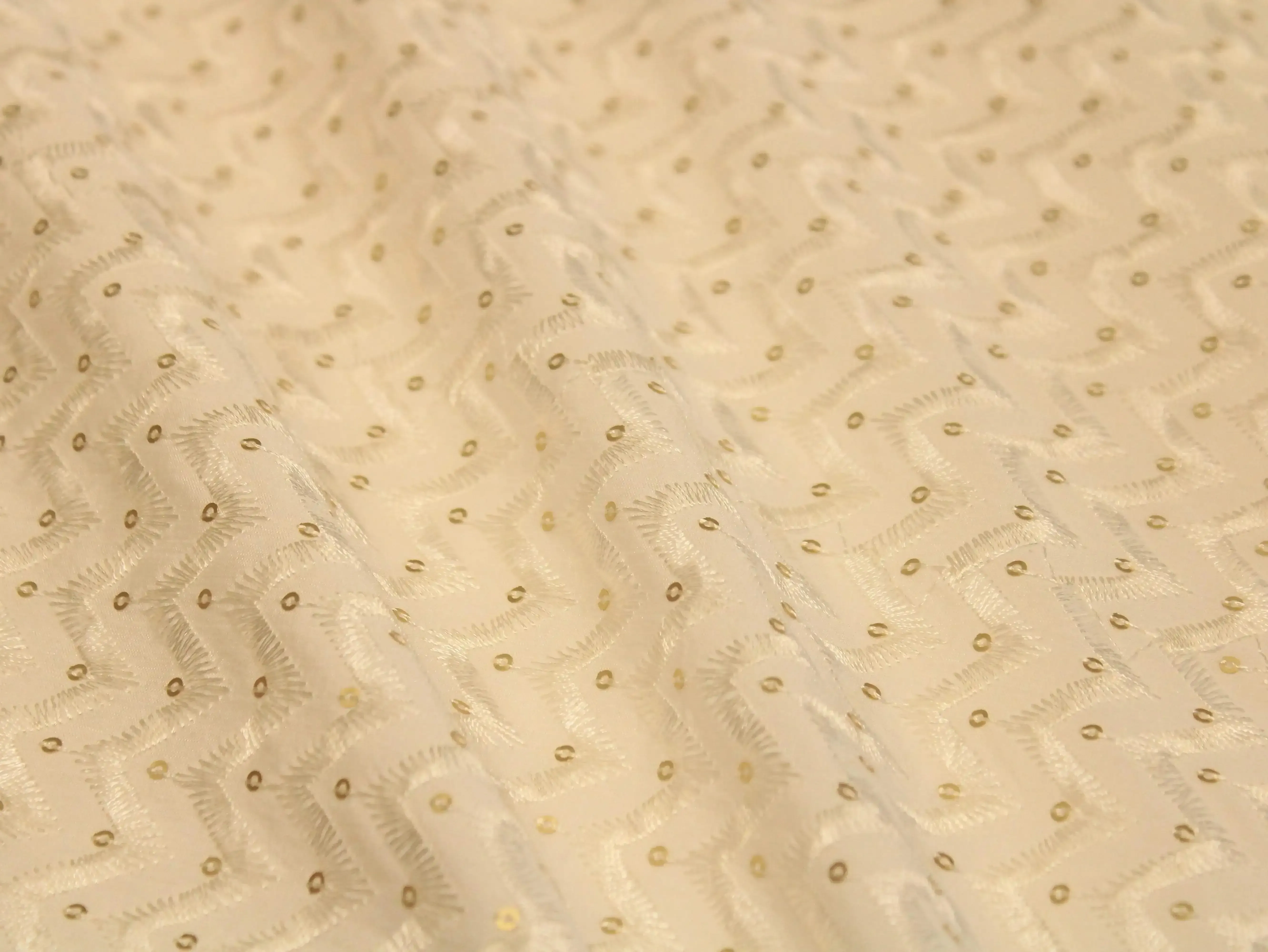 White Non Dyeable Roman Silk Lucknowi  Fabric