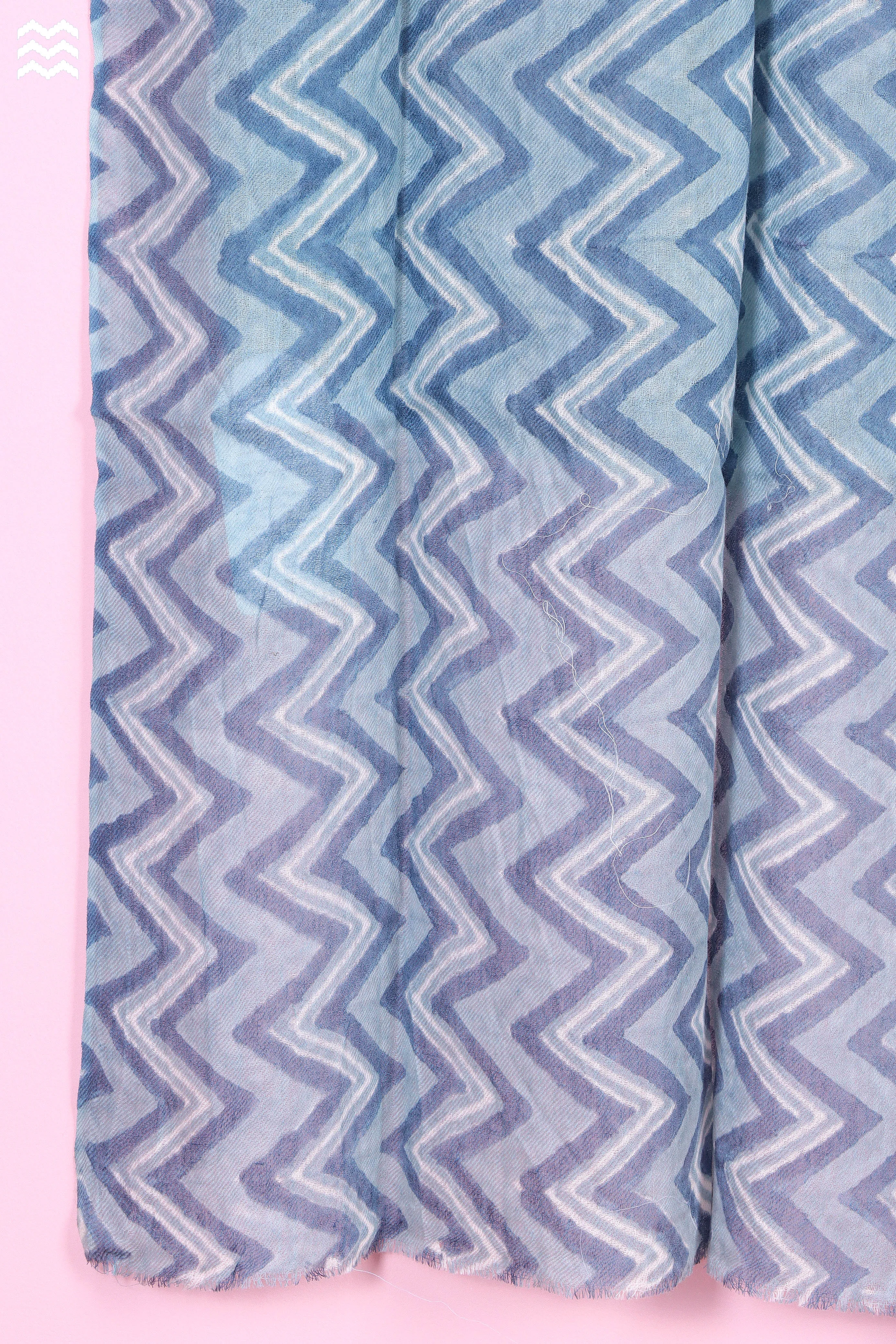 Wool Stole In Chevron Block Print