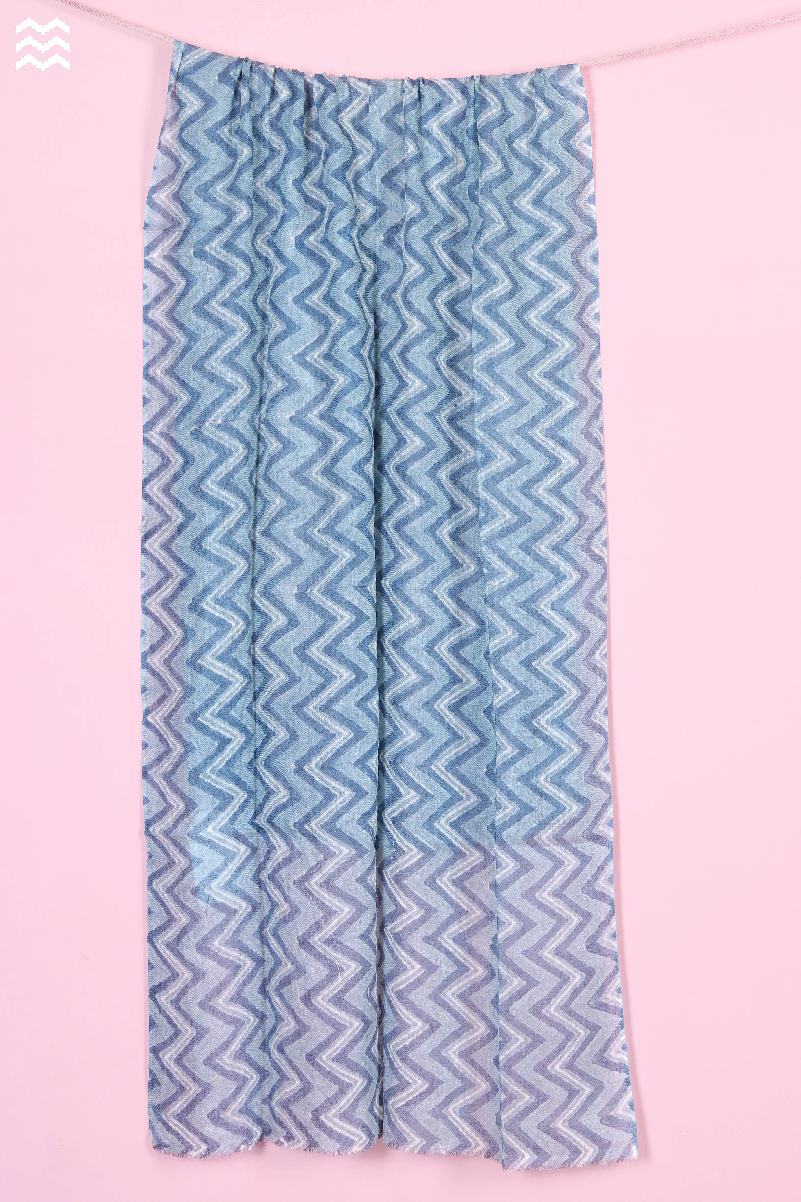 Wool Stole In Chevron Block Print